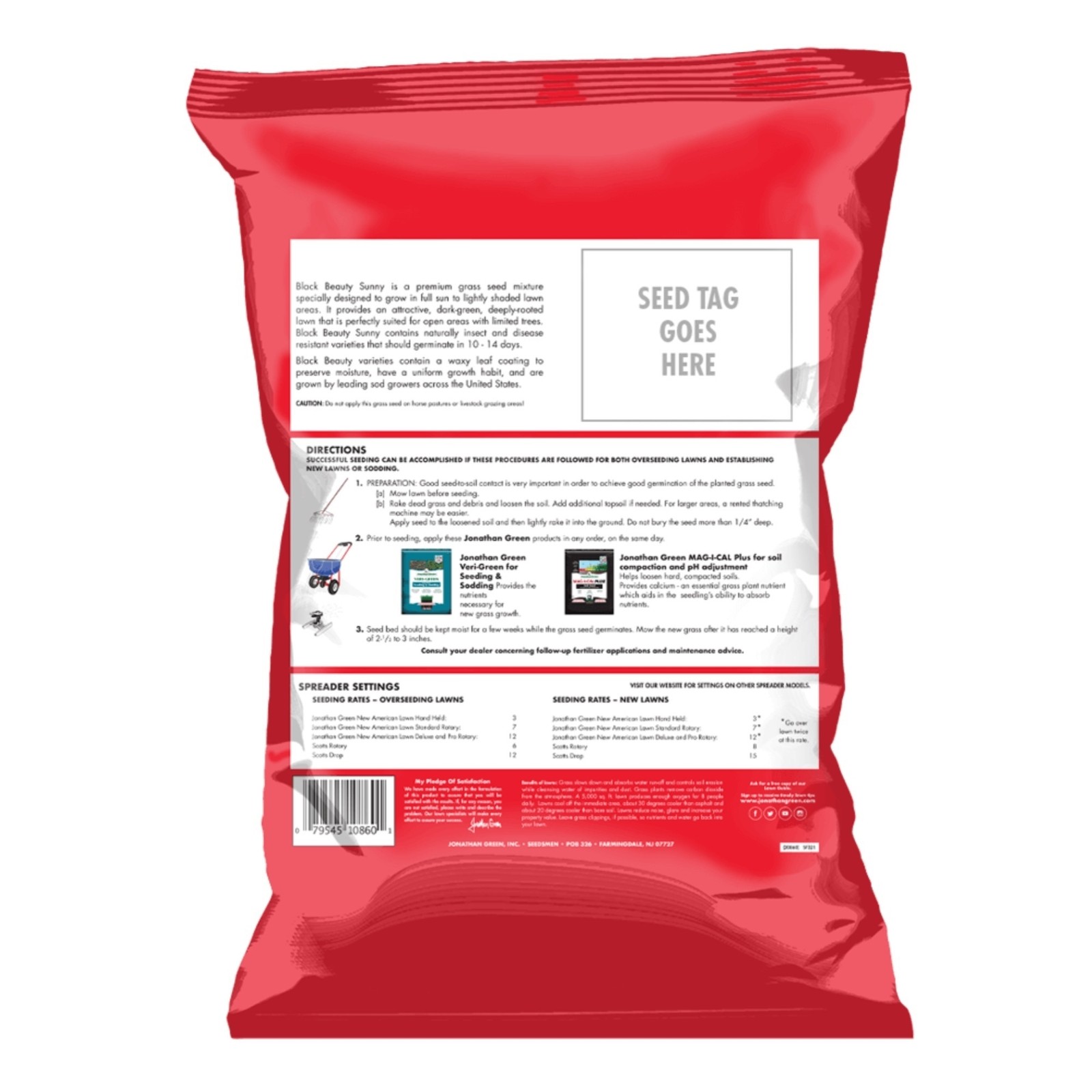 Jonathan Green (#10860) Black Beauty Sunny Premium Grass Seed Mixture, 3lb bag