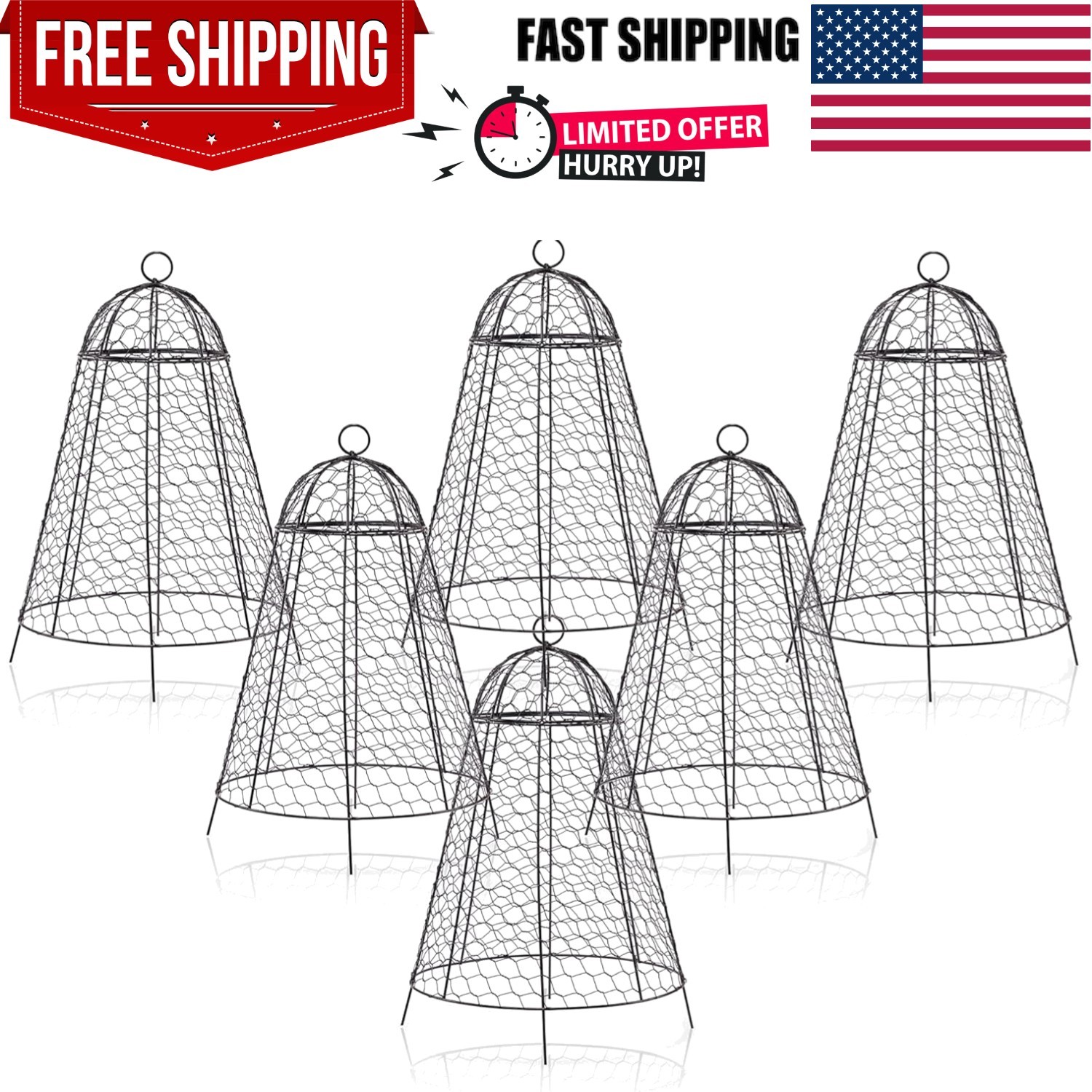 Durable Rustproof Garden Cloches for Plants – 6 Count, 12″ x 20″ Heavy Duty Mesh