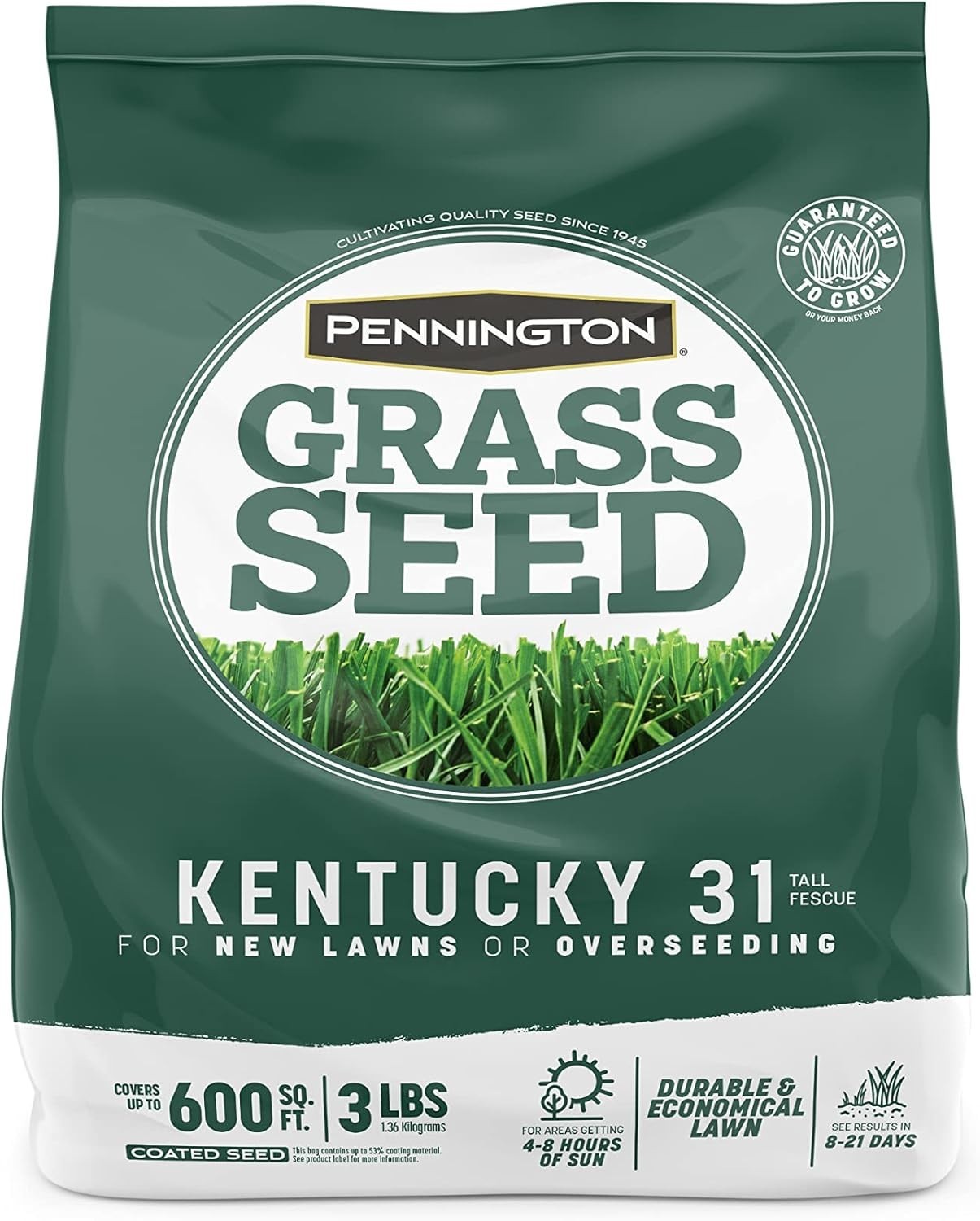 Fast Grow Grass Seed Mix for Sun And Shade Lawn Areas, 3 Pounds