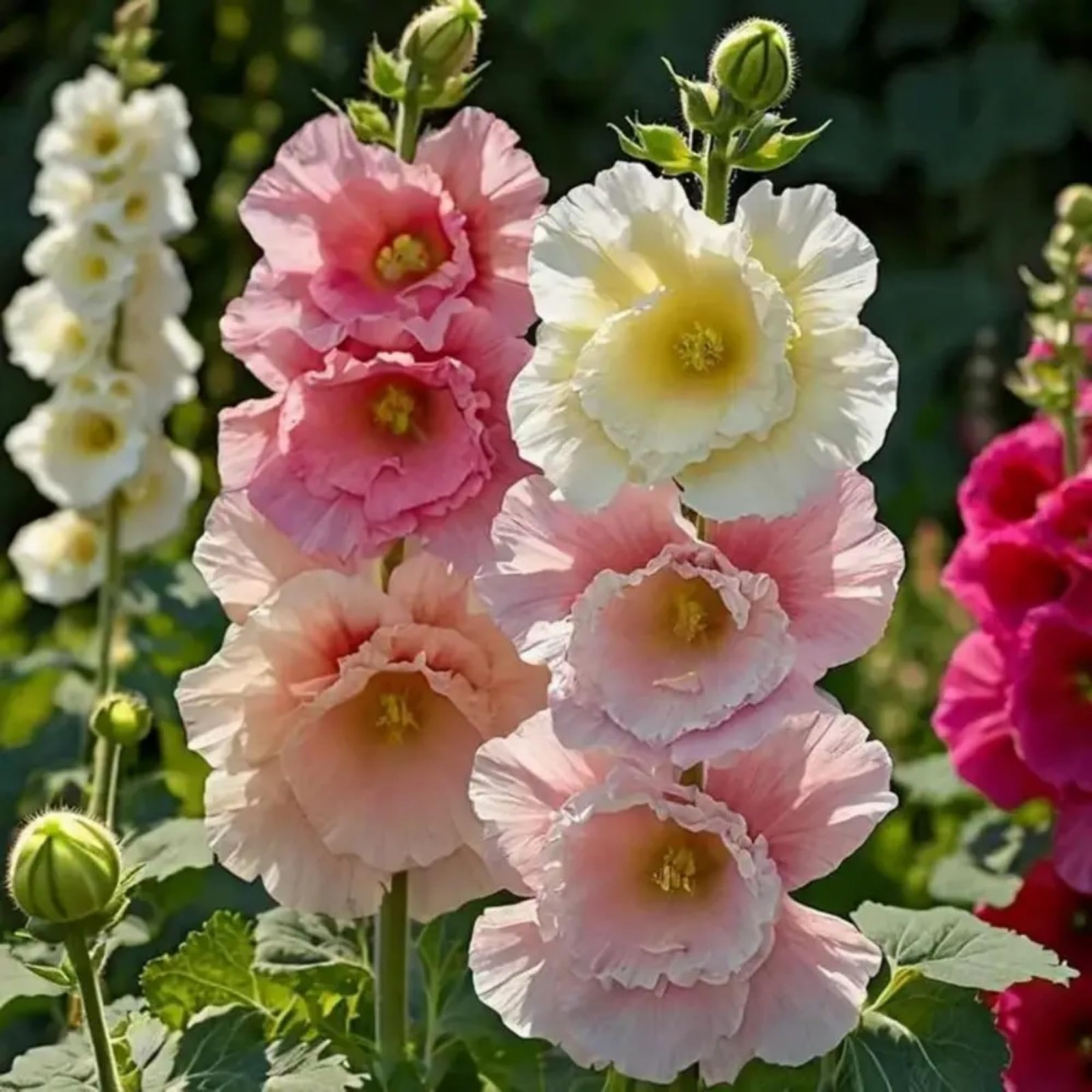 300+ Double Hollyhock Seeds for Planting – Giant Mixed Hollyhock Flowers Seed Pe