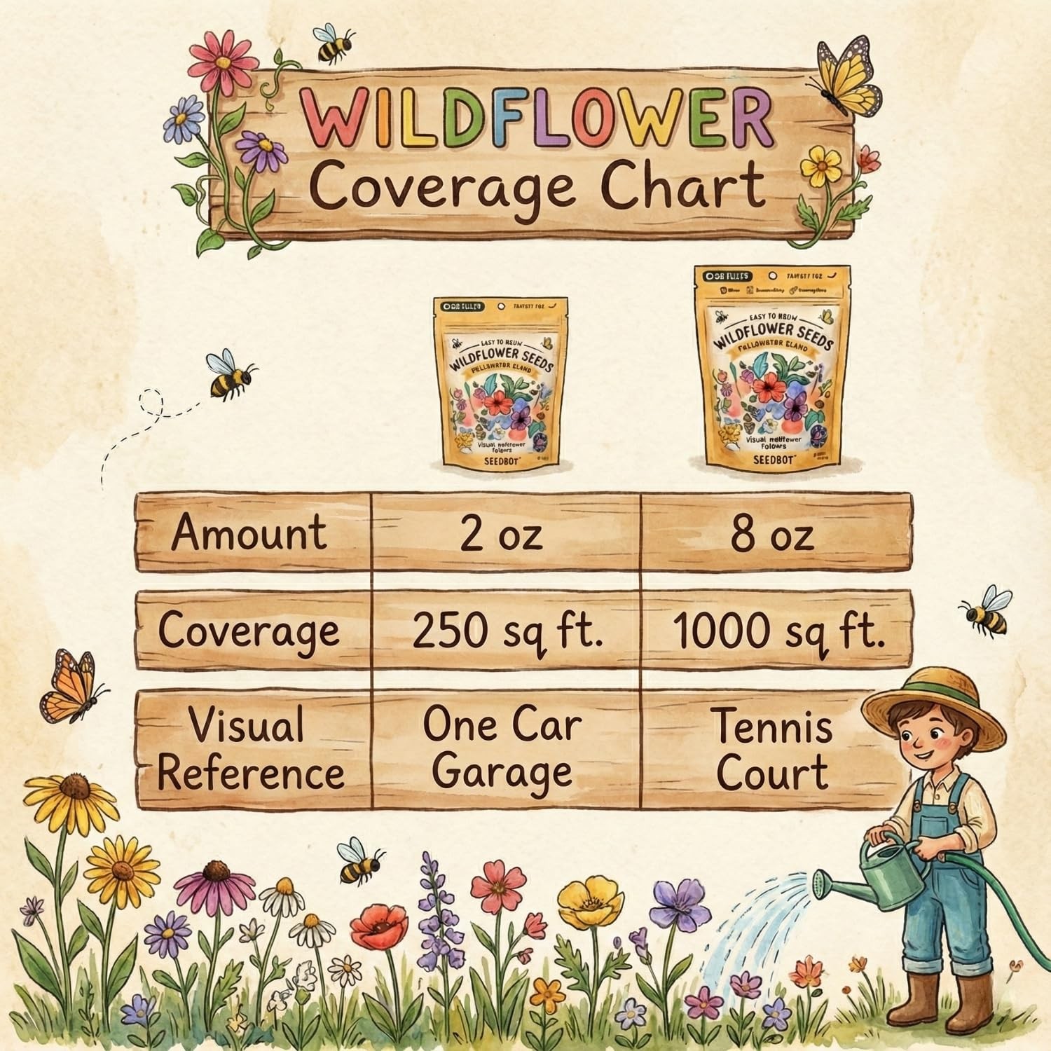 Wildflowers for Pollinators Seed Mix – 8 oz Bulk Wildflower Seeds – 160,000+ …