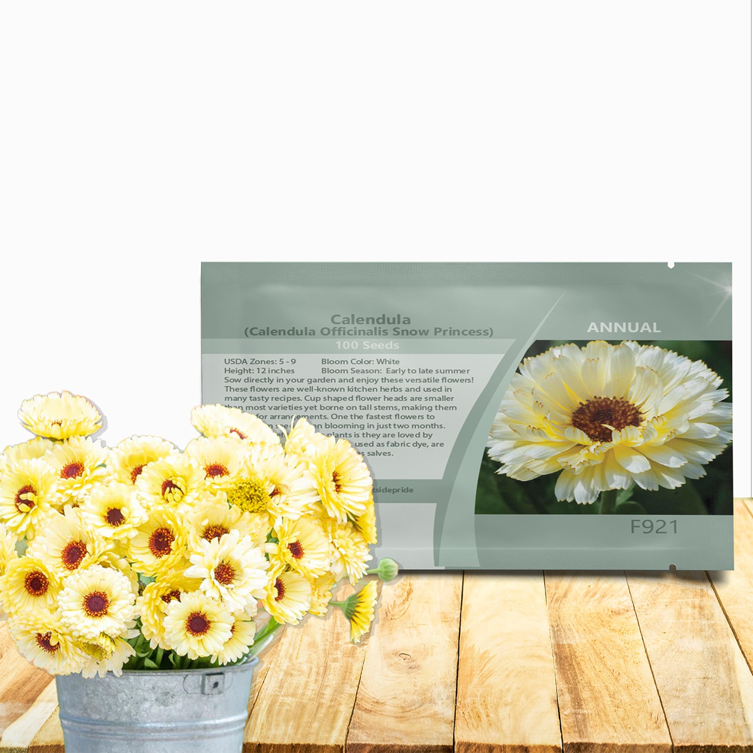 100 Seeds English or Pot Marigold Calendula Snow Princess Flower Seeds