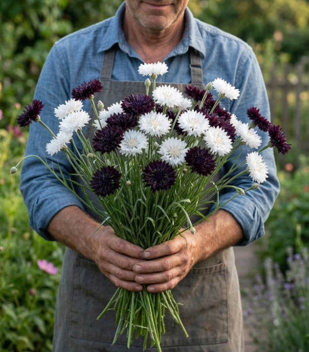 Cornflower Midnight Garden Mix Black White Bachelor Button Pollinator 500 Seeds!