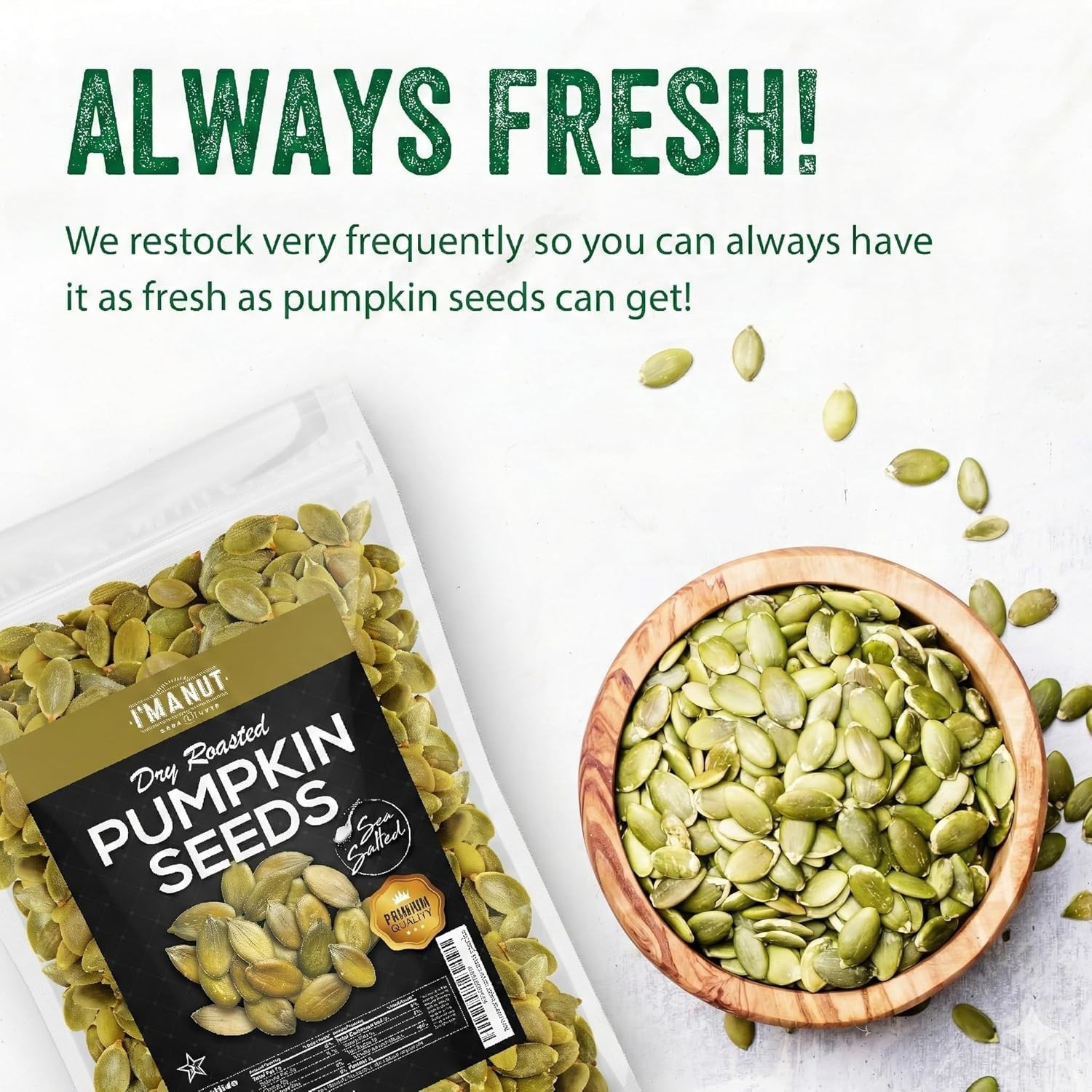 Pumpkin Seeds Roasted 1lb Sea Salted Gluten Free Keto Kosher Healthy Snack