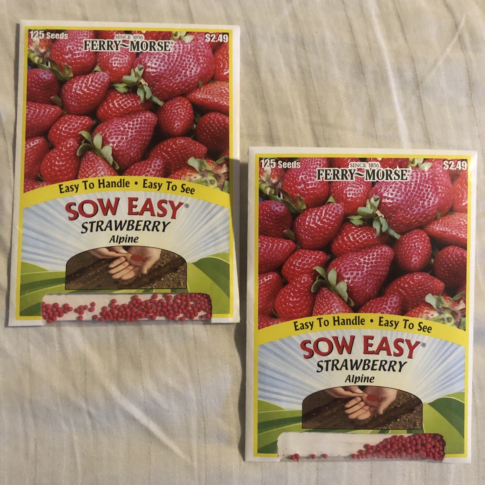 2 packs Strawberry Seeds FERRY-MORSE “Sow Easy” Color-coated Berry Garden Seeds
