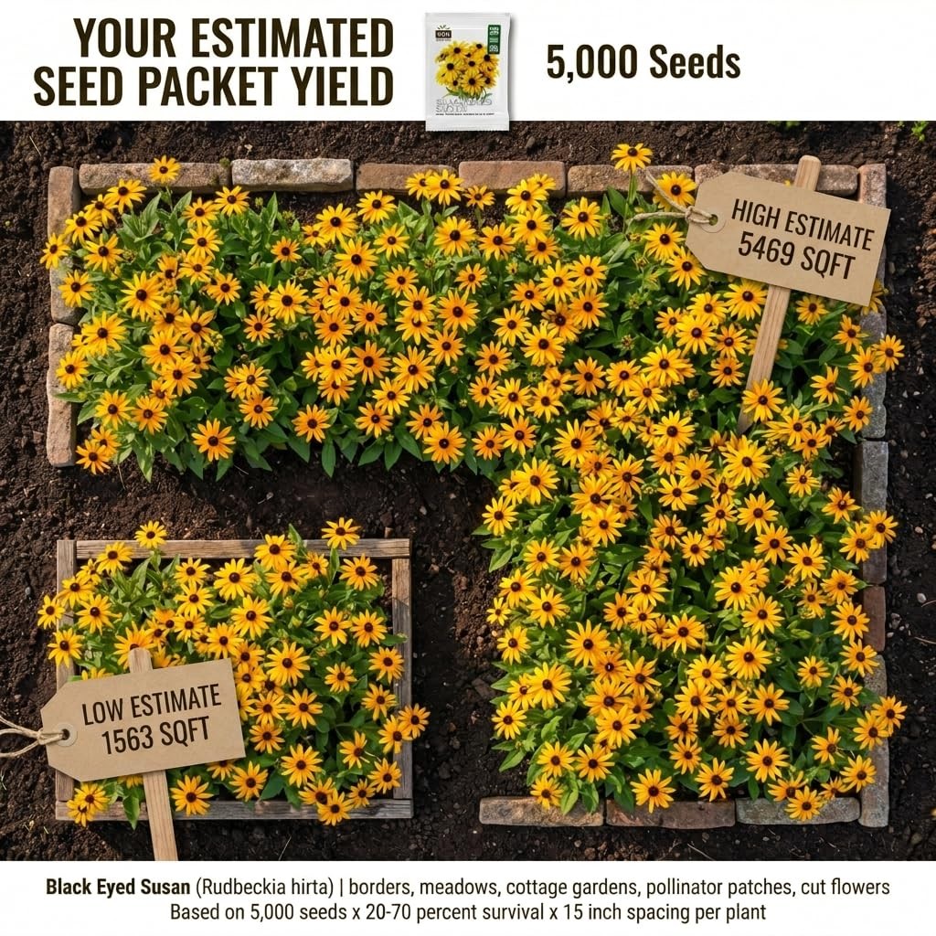 5000 Black Eyed Susan Flower Seeds for Planting – Rudbeckia hirta Native Wild…