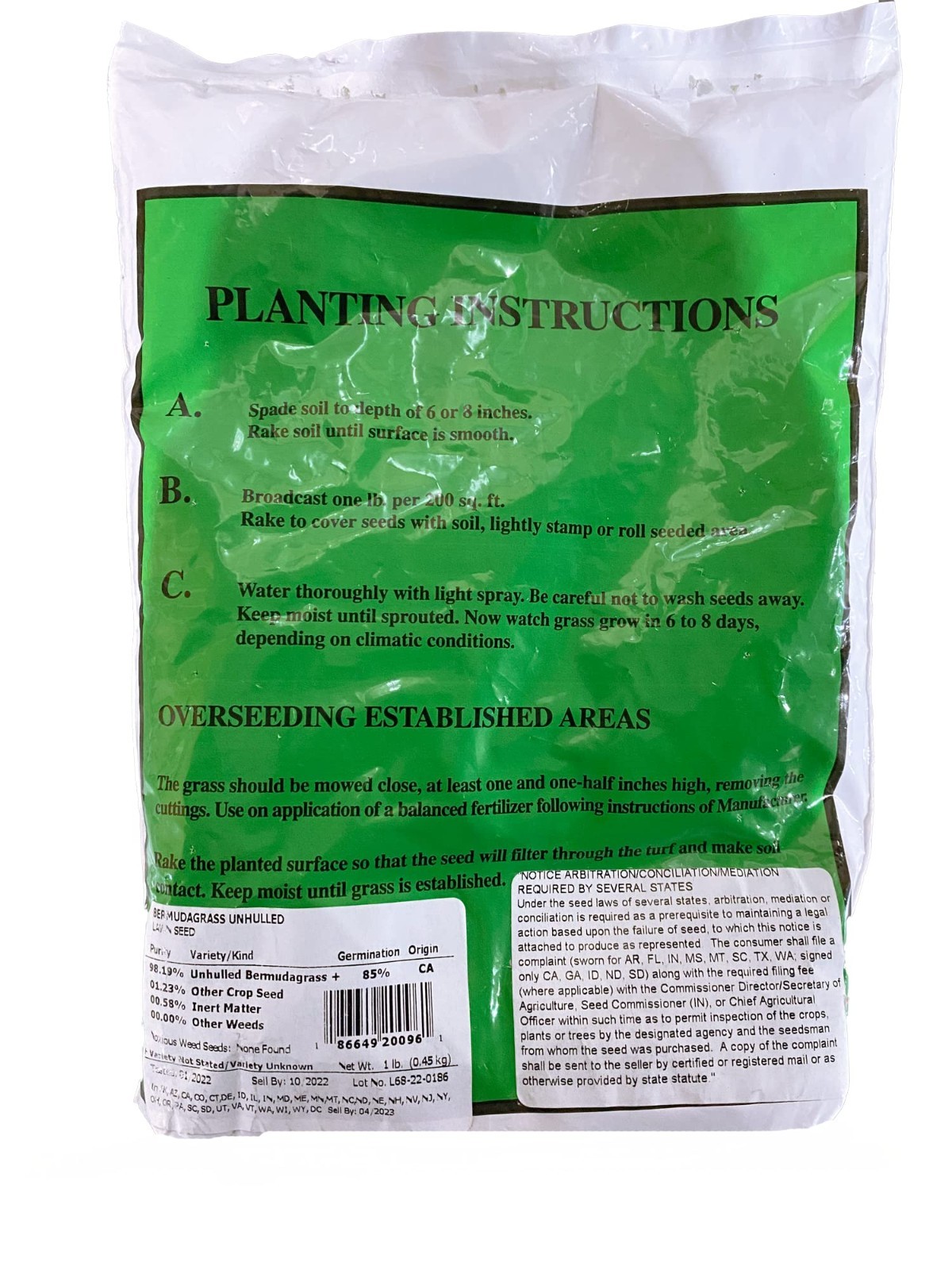 Bermuda Grass Seed – Unhulled, Easy to Grow, Low-Maintenance for Sunny Lawns – 1