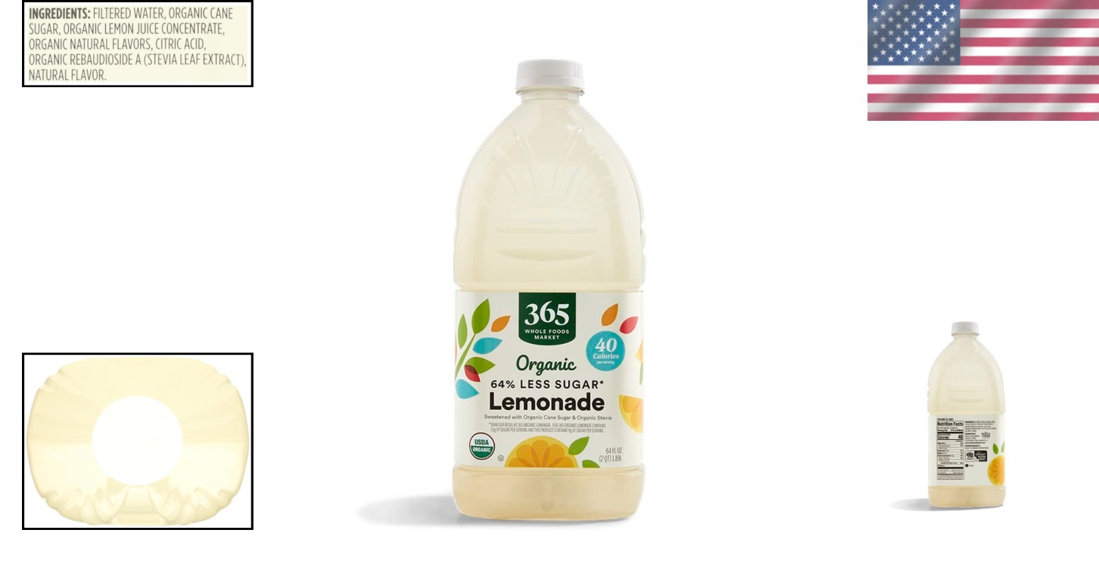 Organic Light Lemonade, 64 Fl Oz – Naturally Sweetened with Organic Cane Sugar