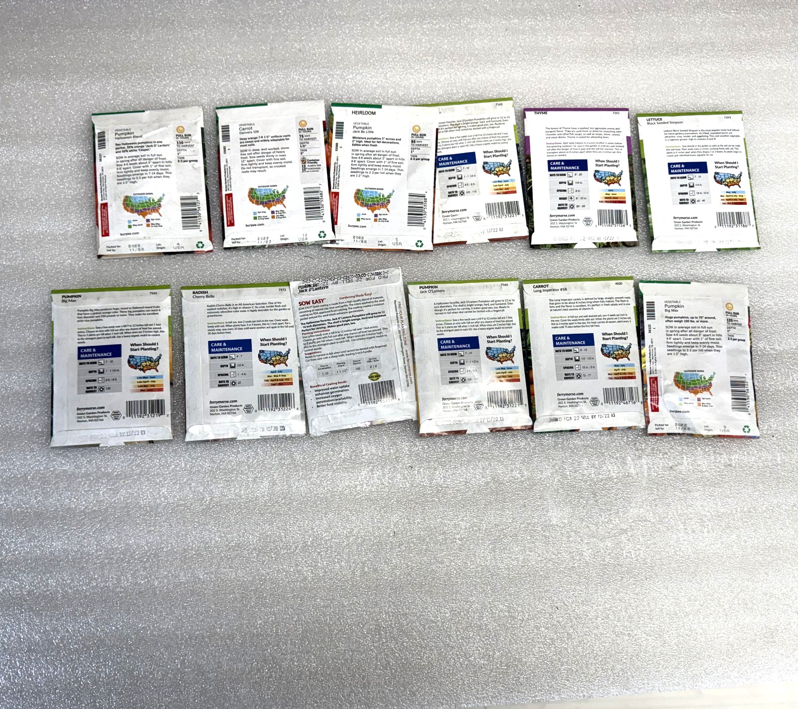 Lot Of 12 Mixed Variety Pack Garden Seeds Bundle