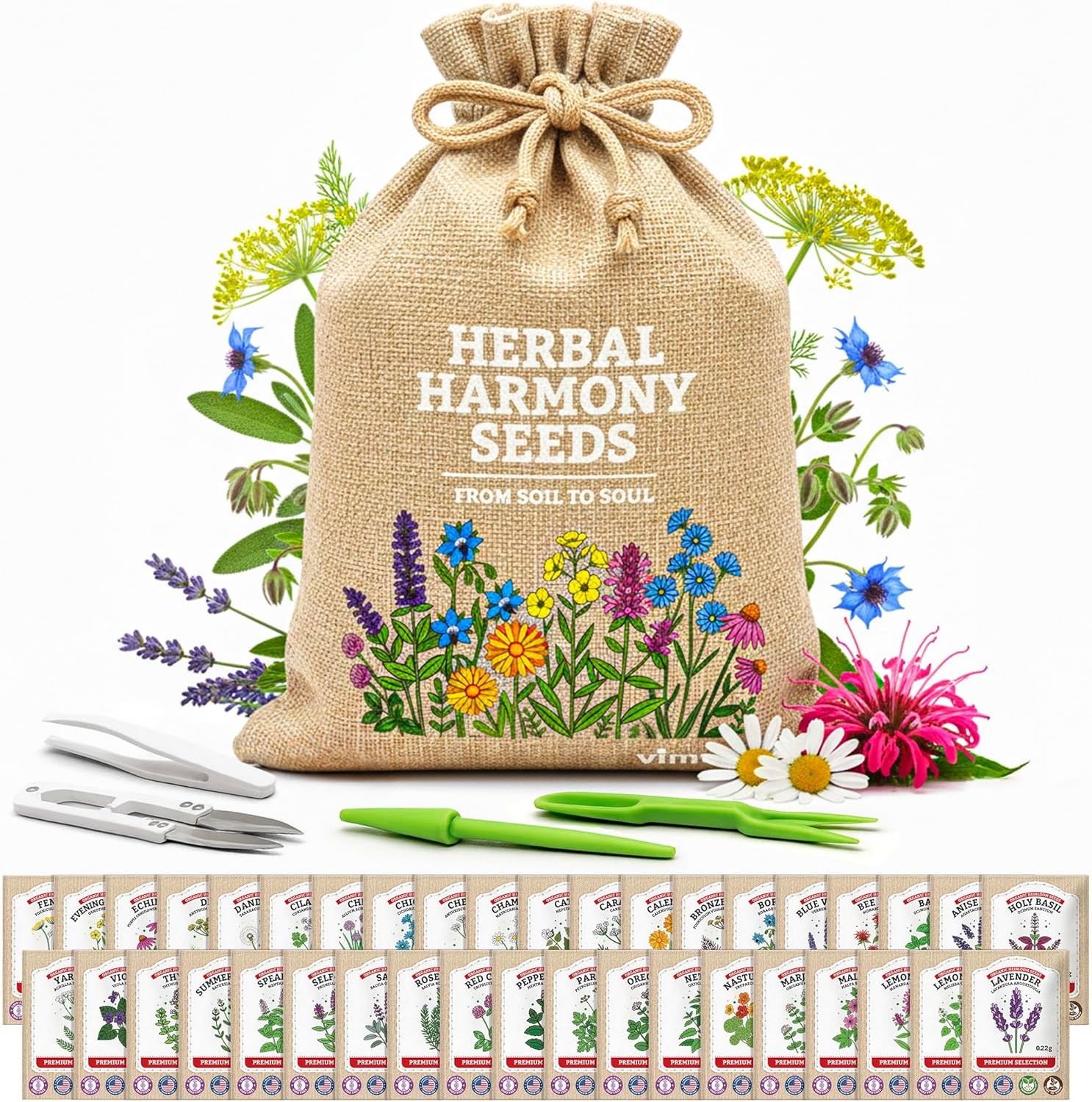 Medicinal Herb Seeds Variety Pack – 39 Heirloom Non-Gmo Apothecary Seed Kit