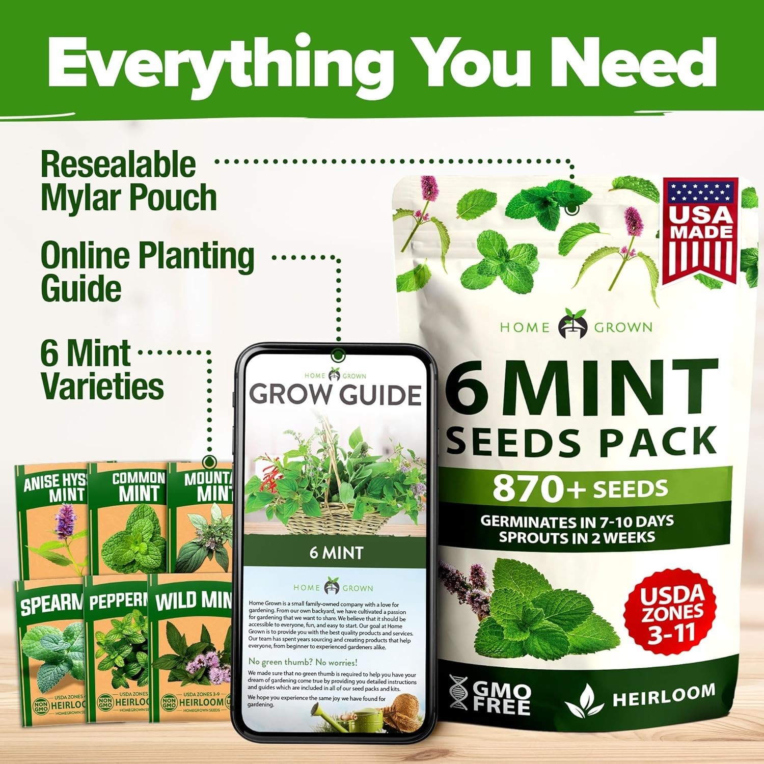 Grow Fresh Mint at Home – 870+ Heirloom Non-GMO Seeds for -Round Enjoyment