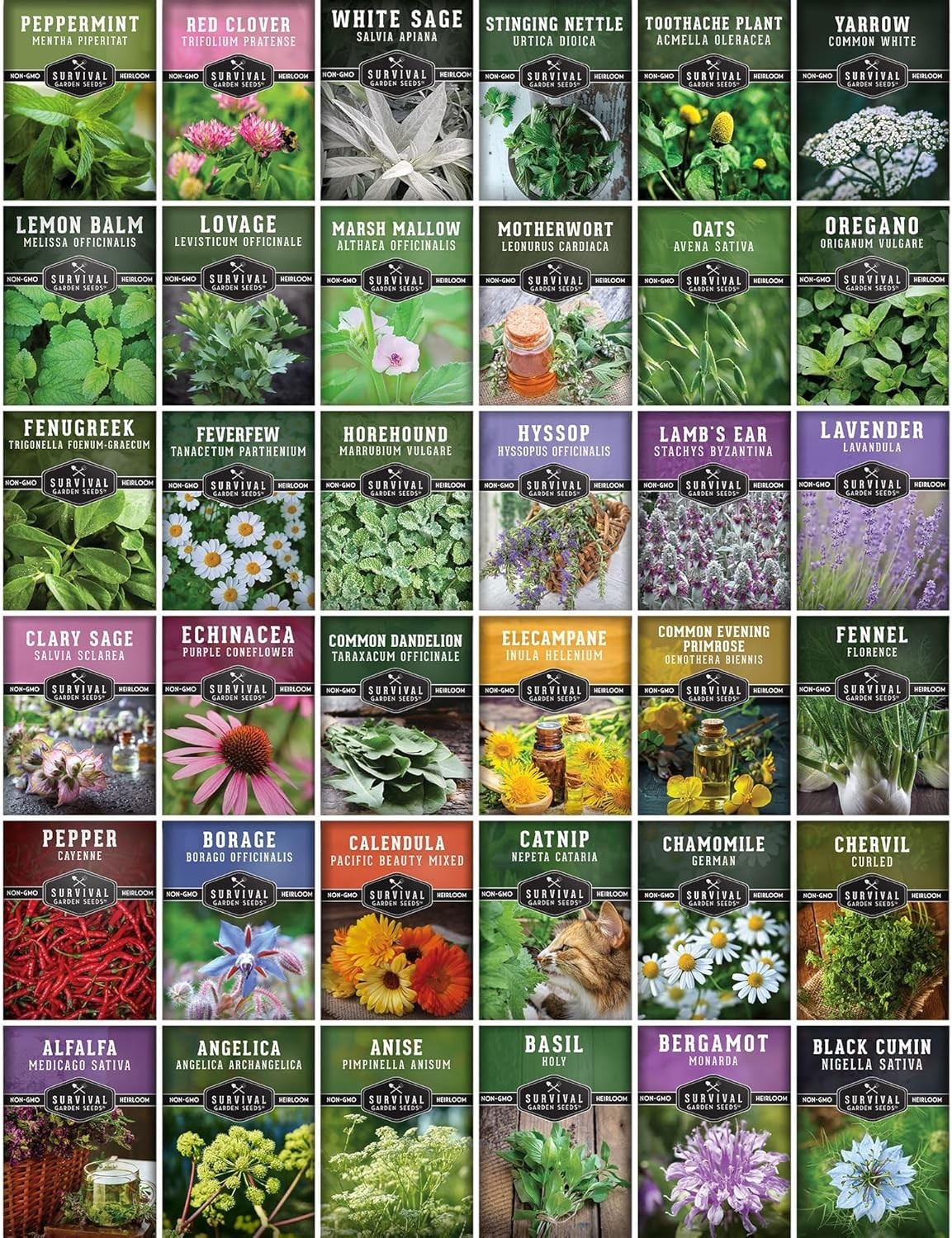 Ultimate 36 Heirloom Medicinal Herb Seeds Pack for Natural Remedies and Wellness