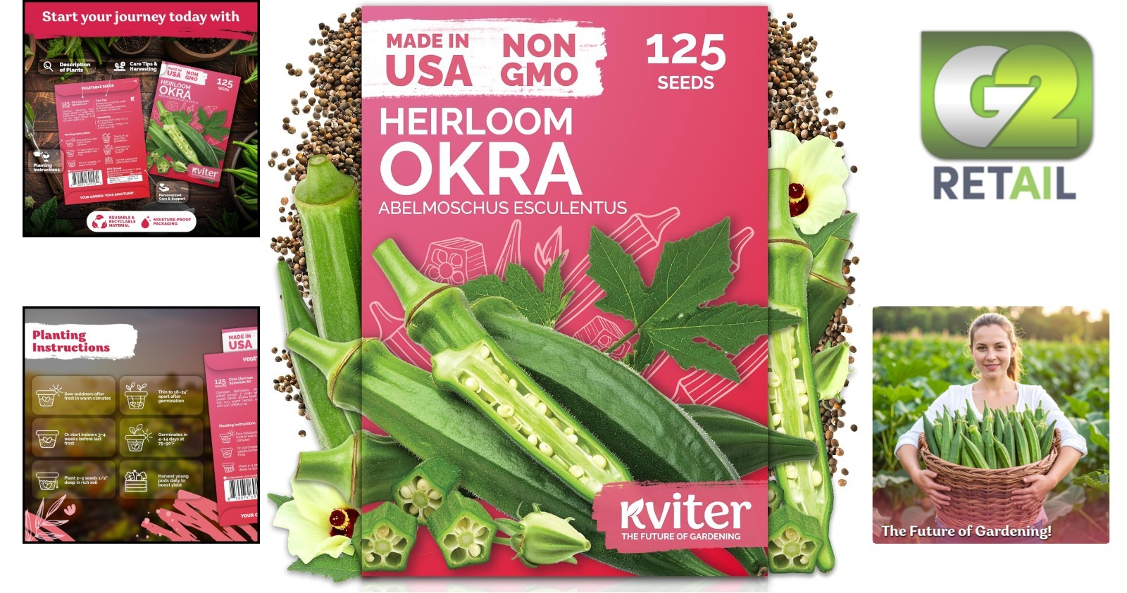 GMO Free Clemson Spineless Okra Seeds – 125 Count for Thriving Summer Gardens
