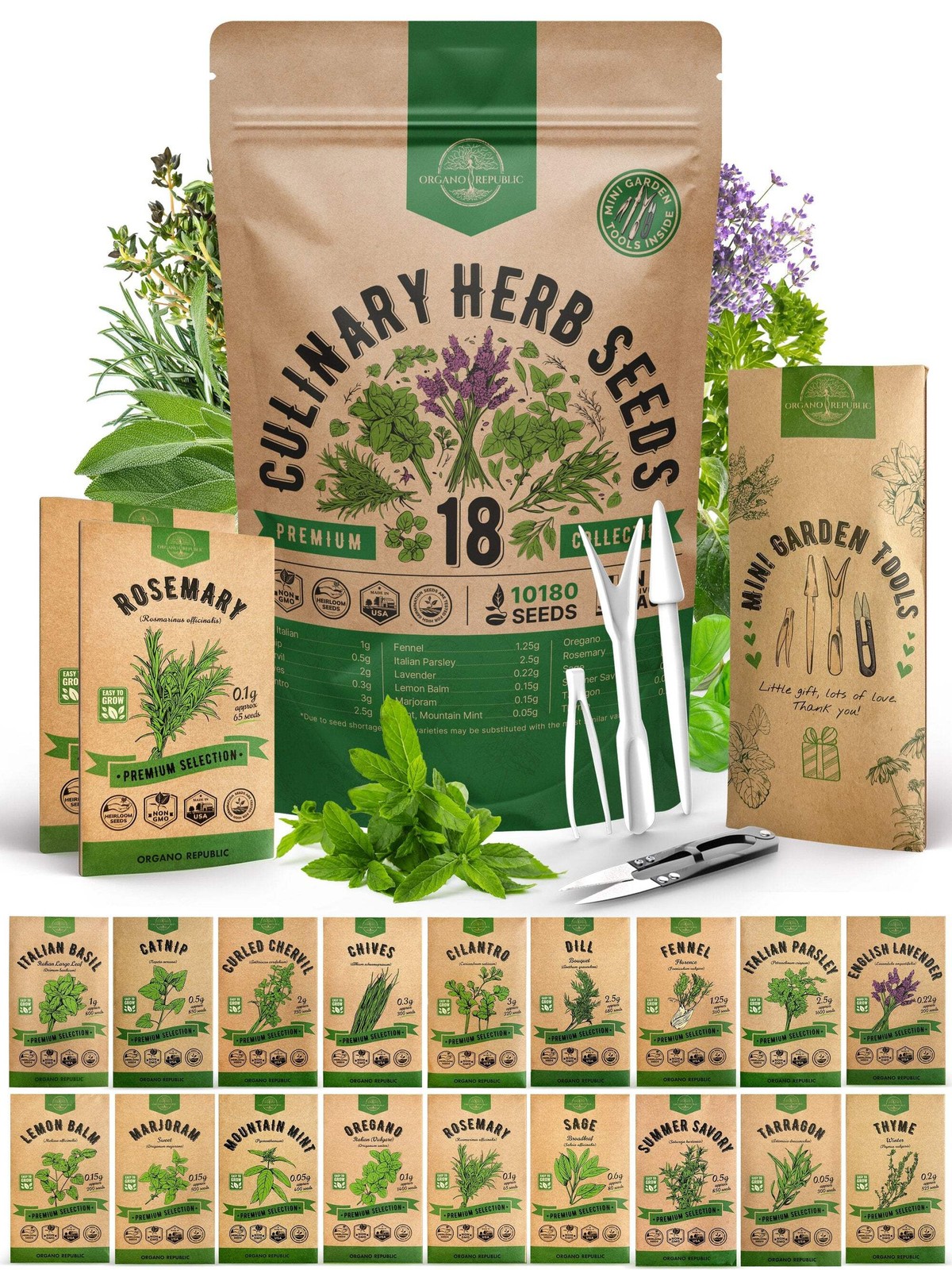 18 Culinary Herb Seeds Variety Pack
