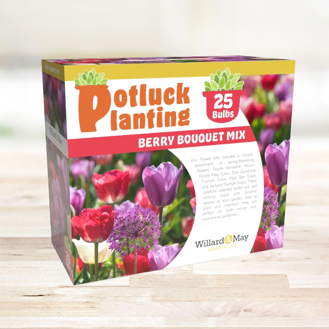 All-in-Flower Garden Kit – 25 Flower Bulbs Per Box – Potluck Planting Berry B…