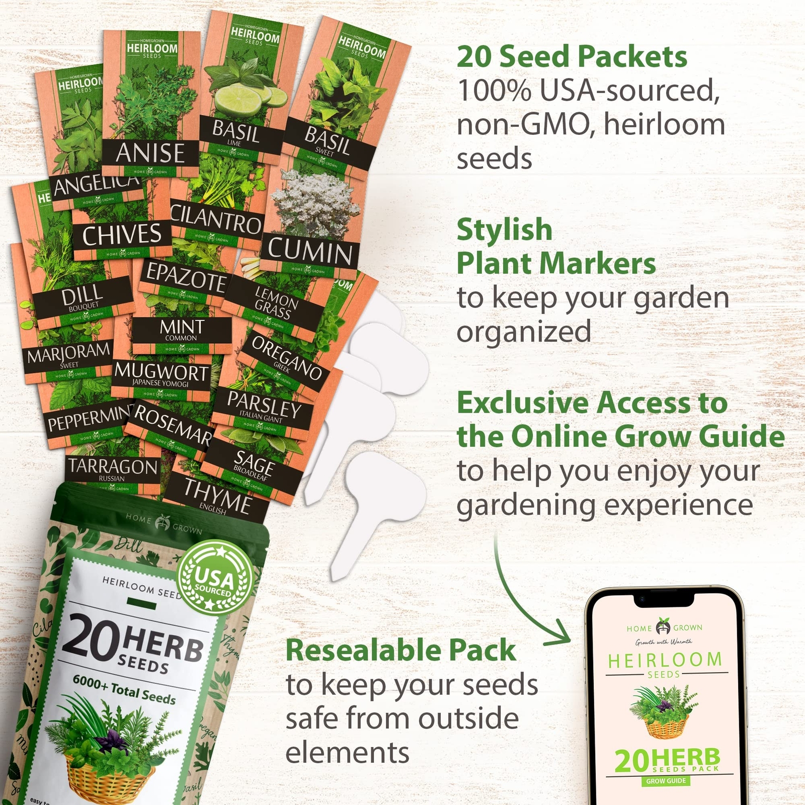 20 Culinary Herb Seed Vault – Heirloom and Non GMO – Seeds for Planting for I…