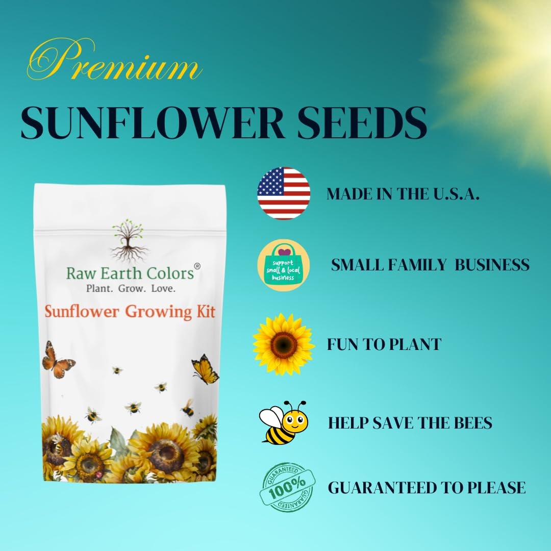 Dwarf Sunflower Seeds Planting Grow Kit, Peat Pots Soil Pods Garden Tool Set