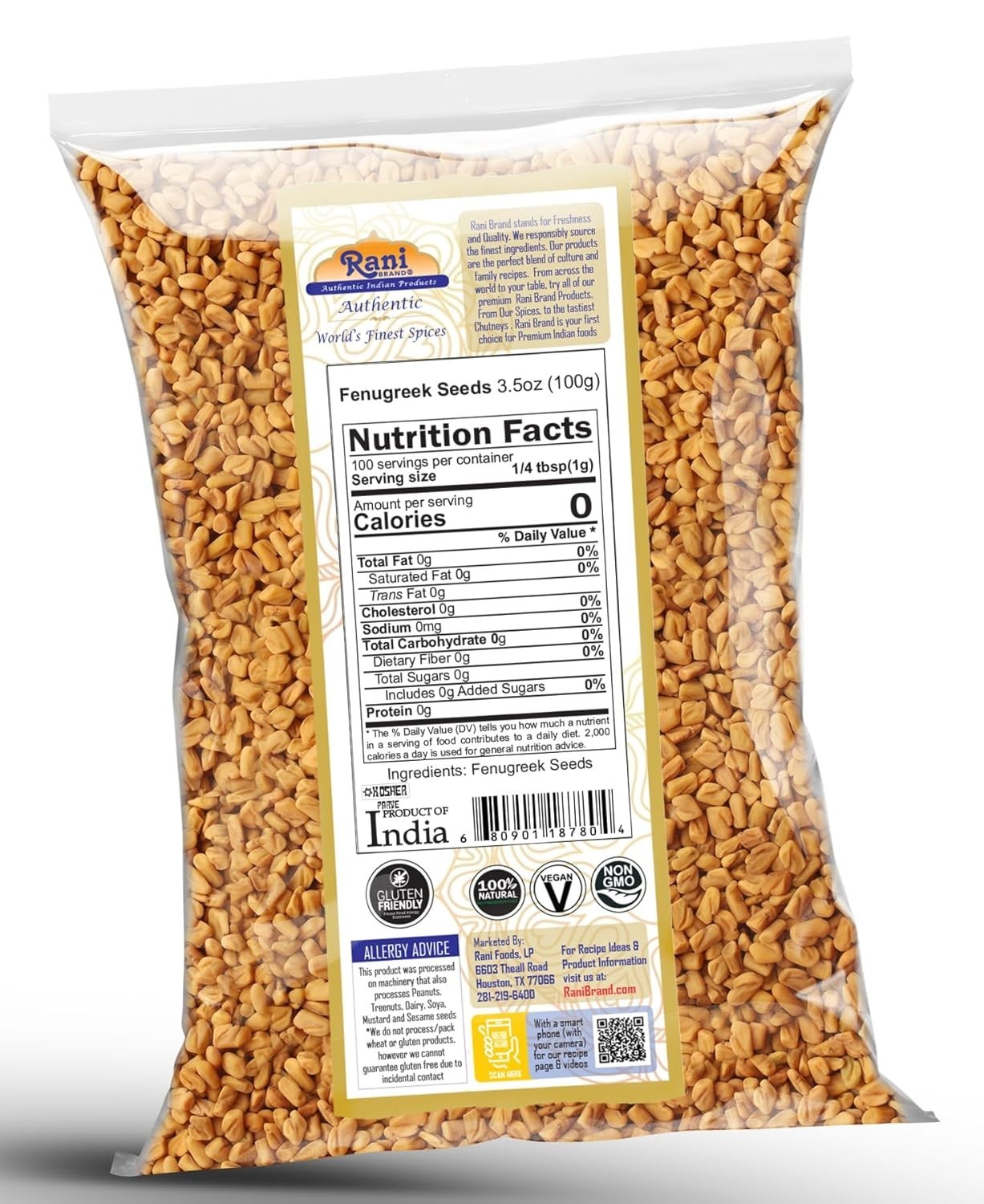 Rani 3.5oz Methi Seeds – , Kosher, and 100% Natural for Ayurvedic Cooking