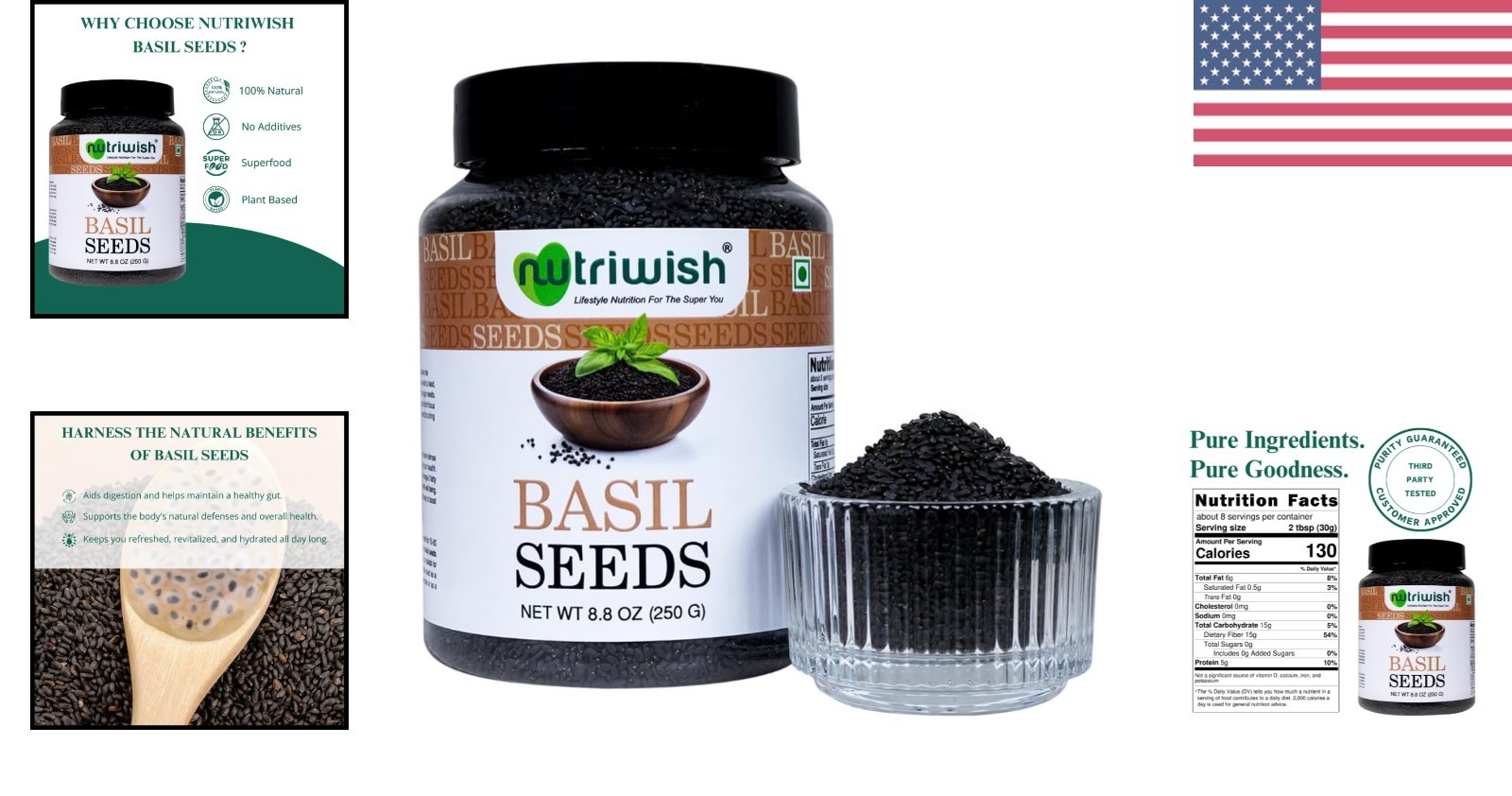 Organic Basil Seeds 250g – Versatile Superfood for Smoothies & Salads
