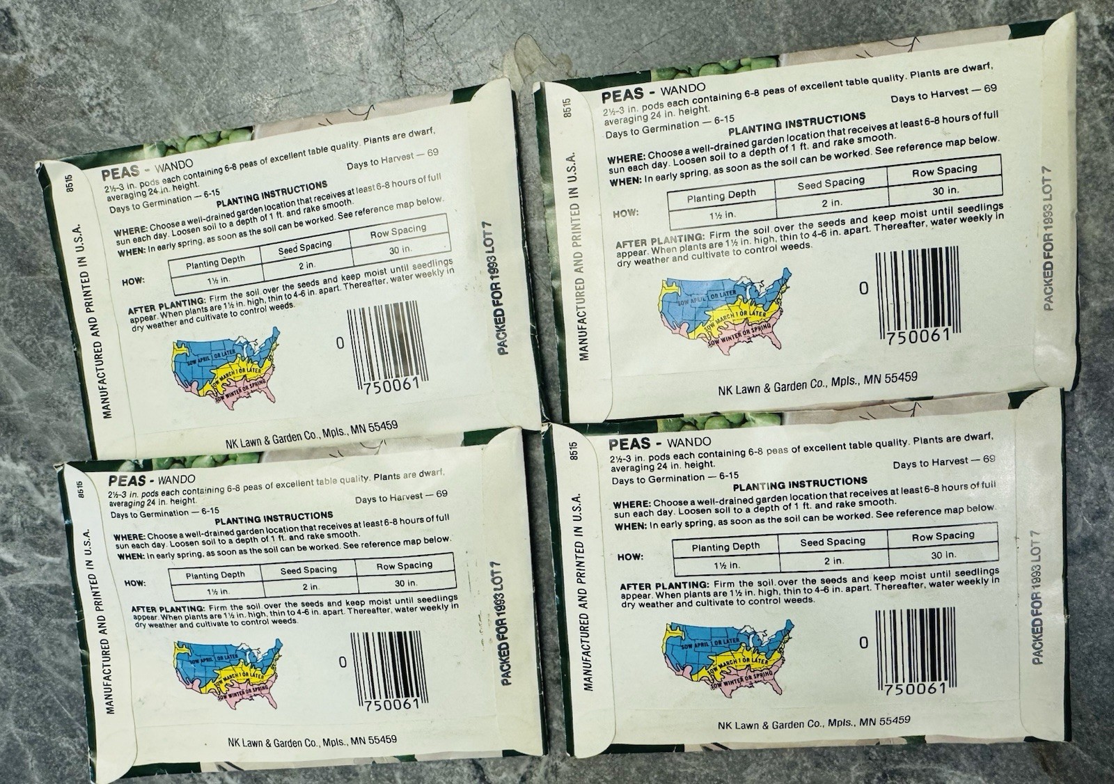 Vintage 1993 4pcs Peas Wando Excel America’s Choice