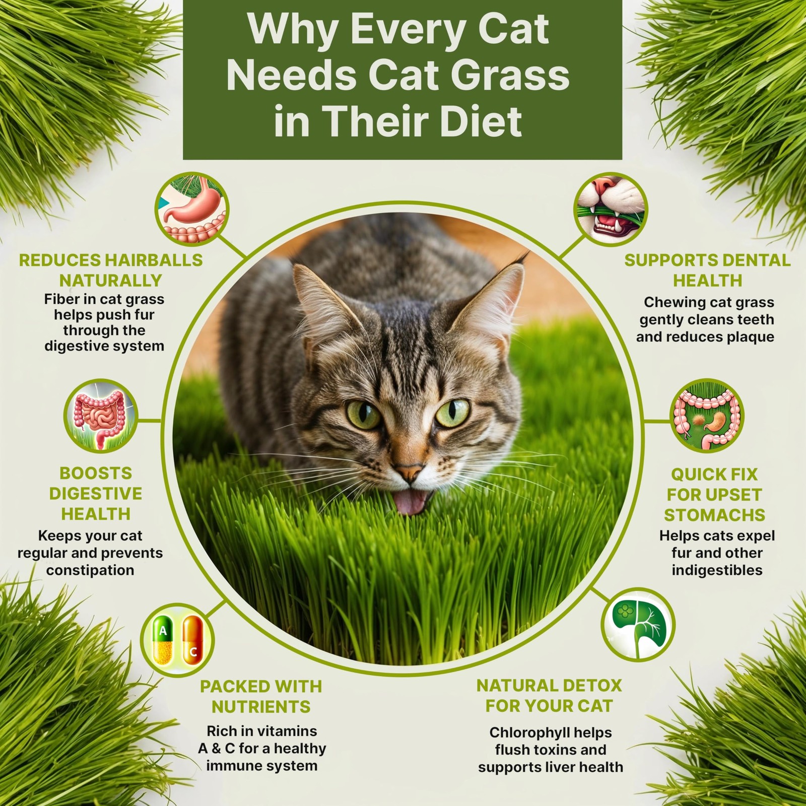 Cat Grass Seeds Mix – 20,800 Non-GMO Heirloom Seeds for Cats & Pets, 16 oz Pa…