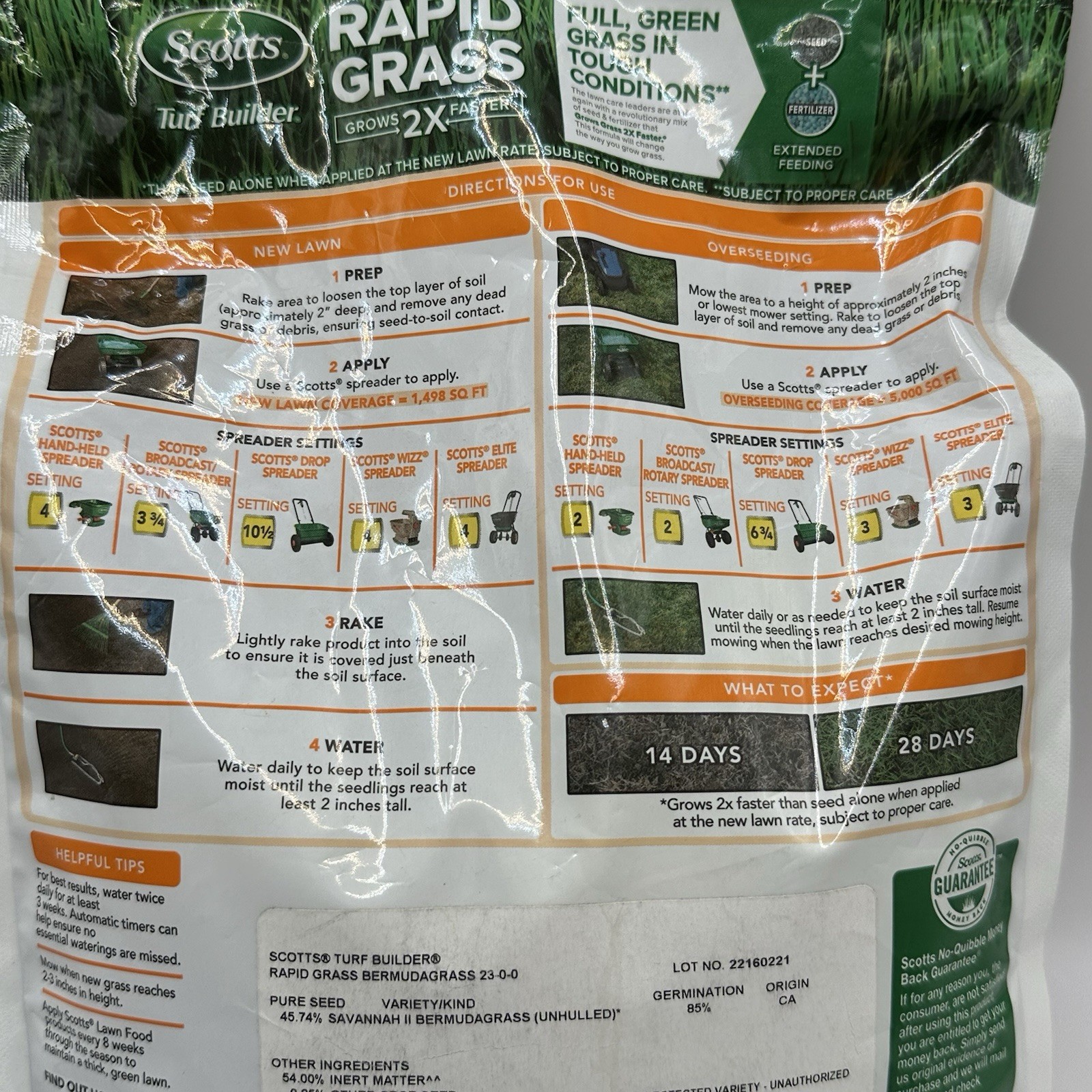 Scotts Rapid Grass Turf Builder BermudaGrass covers 5K’ sq Seed Fertilizer 4 lbs