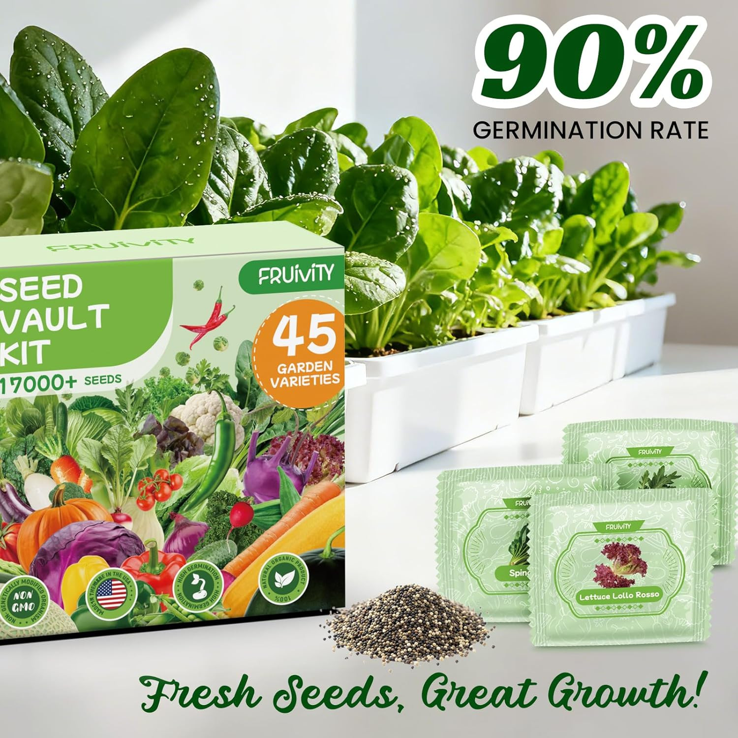 45 Vegetable Seeds Variety Pack – 17,000+ Non-GMO Heirloom for Planting Garden S