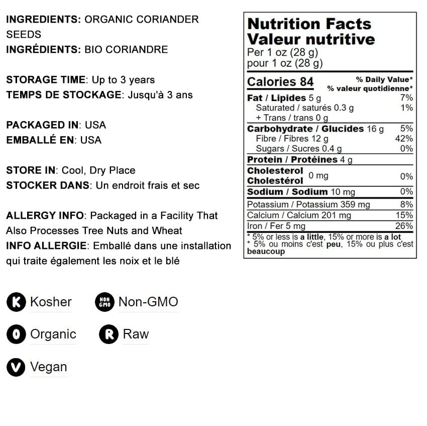 Whole Coriander Seeds 2 lbs – Organic, Non-Irradiated