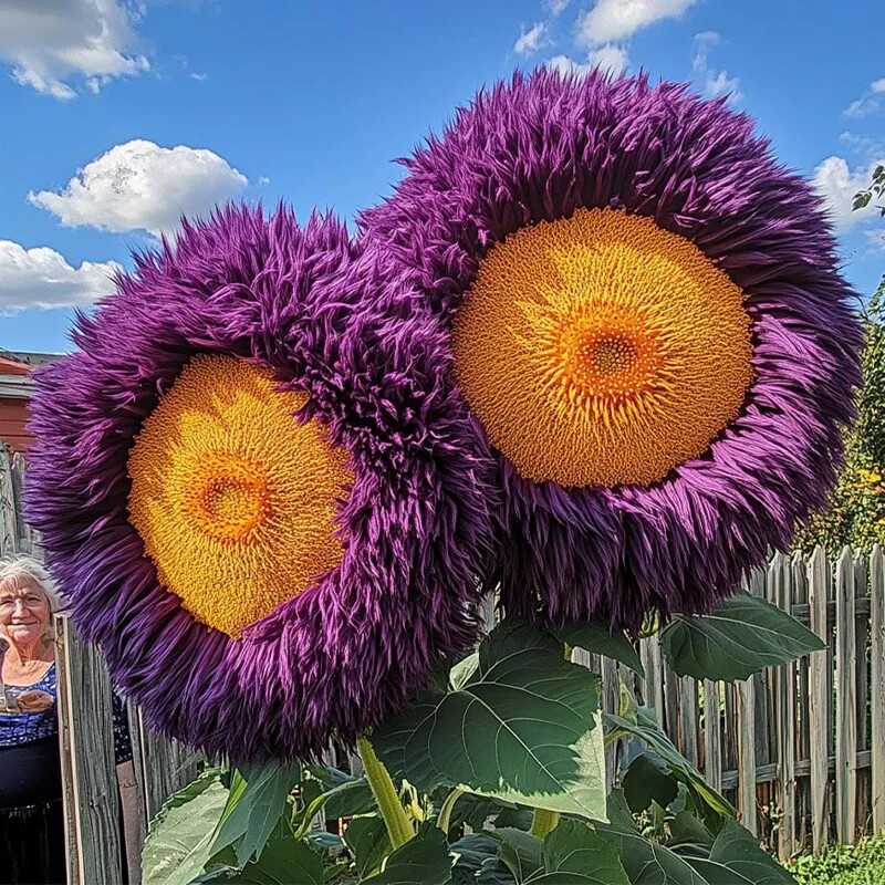 50pcs Rare Yellow & Purple Enchanting Giant Teddy Bear Sunflower Seeds