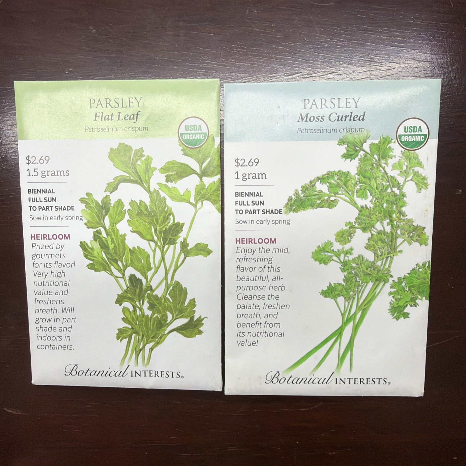 8 Packs Botanical Interests Herb Seed Thyme Parsley Feverfew Basil Dill Bee Balm