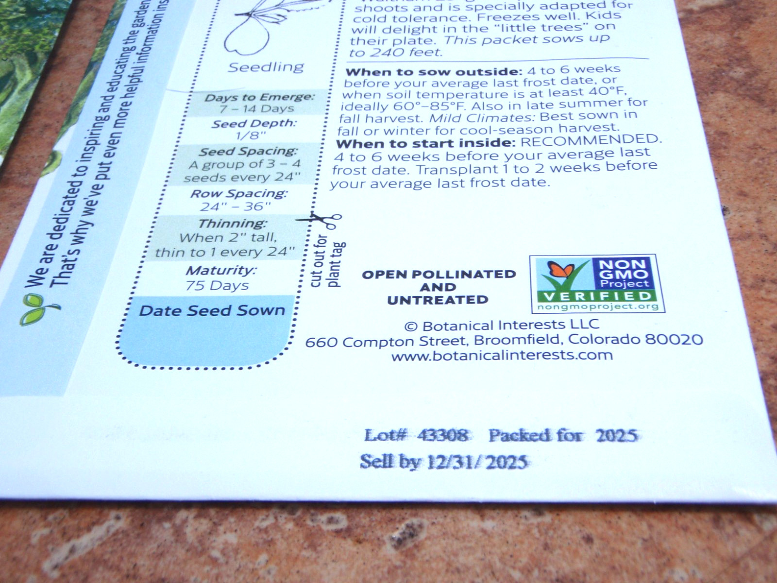 (4 PACK) HEIRLOOM NEW BROCCOLI WALTHAM 29-BOTANICAL INTERESTS SEEDS-PK 12/31/25