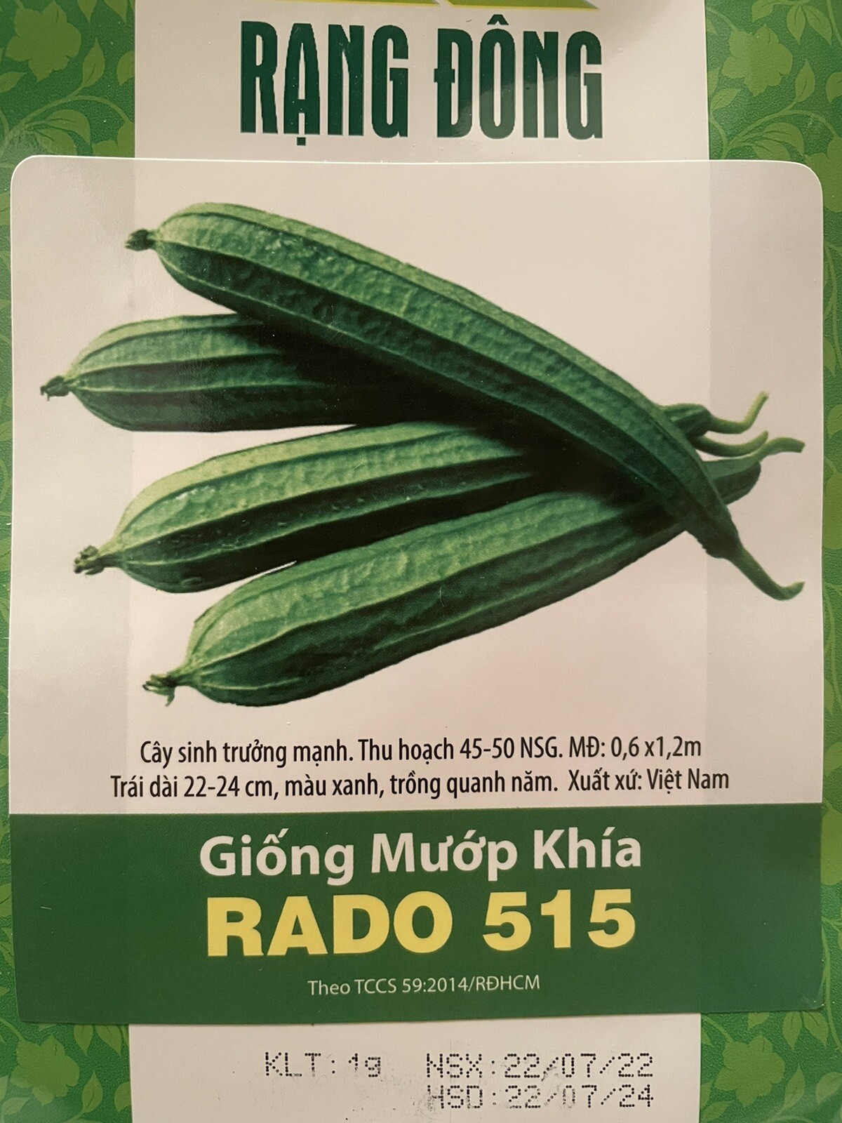 16 Vietnamese Ridged Luffa seeds, Angled Sponge Gourd, Mướp Khía RADO 515