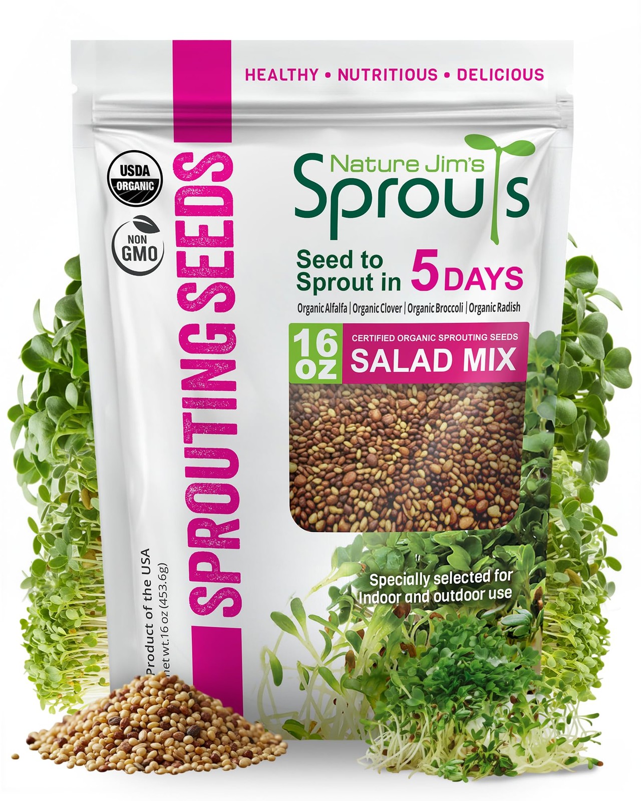 Organic Microgreen Seeds 1lb Broccoli Alfalfa Radish Clover Home Sprouting