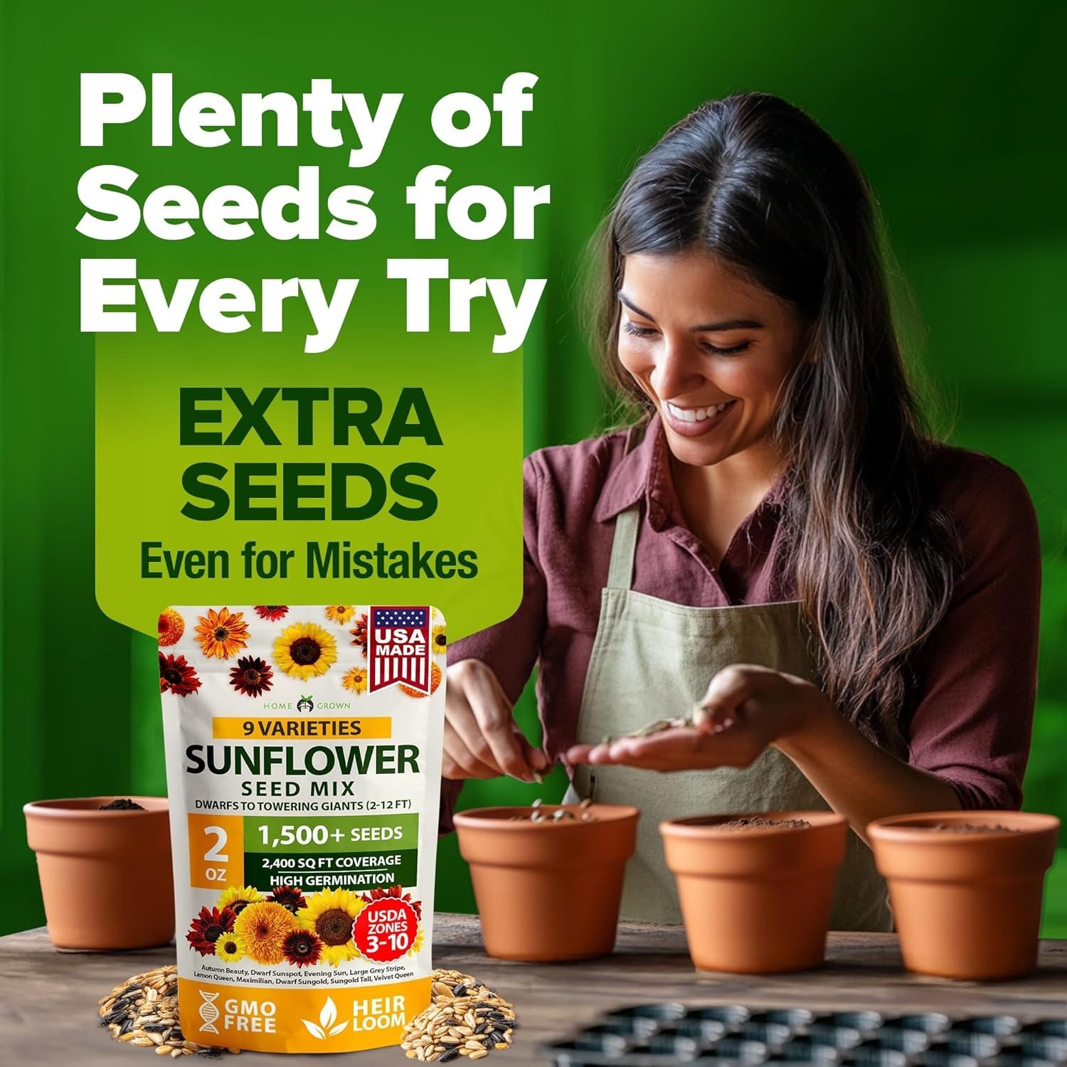 Perfect Garden Gift – 1,500+ Sunflower Seeds, Attracts Pollinators, Easy to Grow