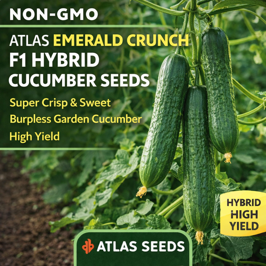 Emerald Crunch F1 Snack Cucumber Seeds Burpless Sweet High Yield