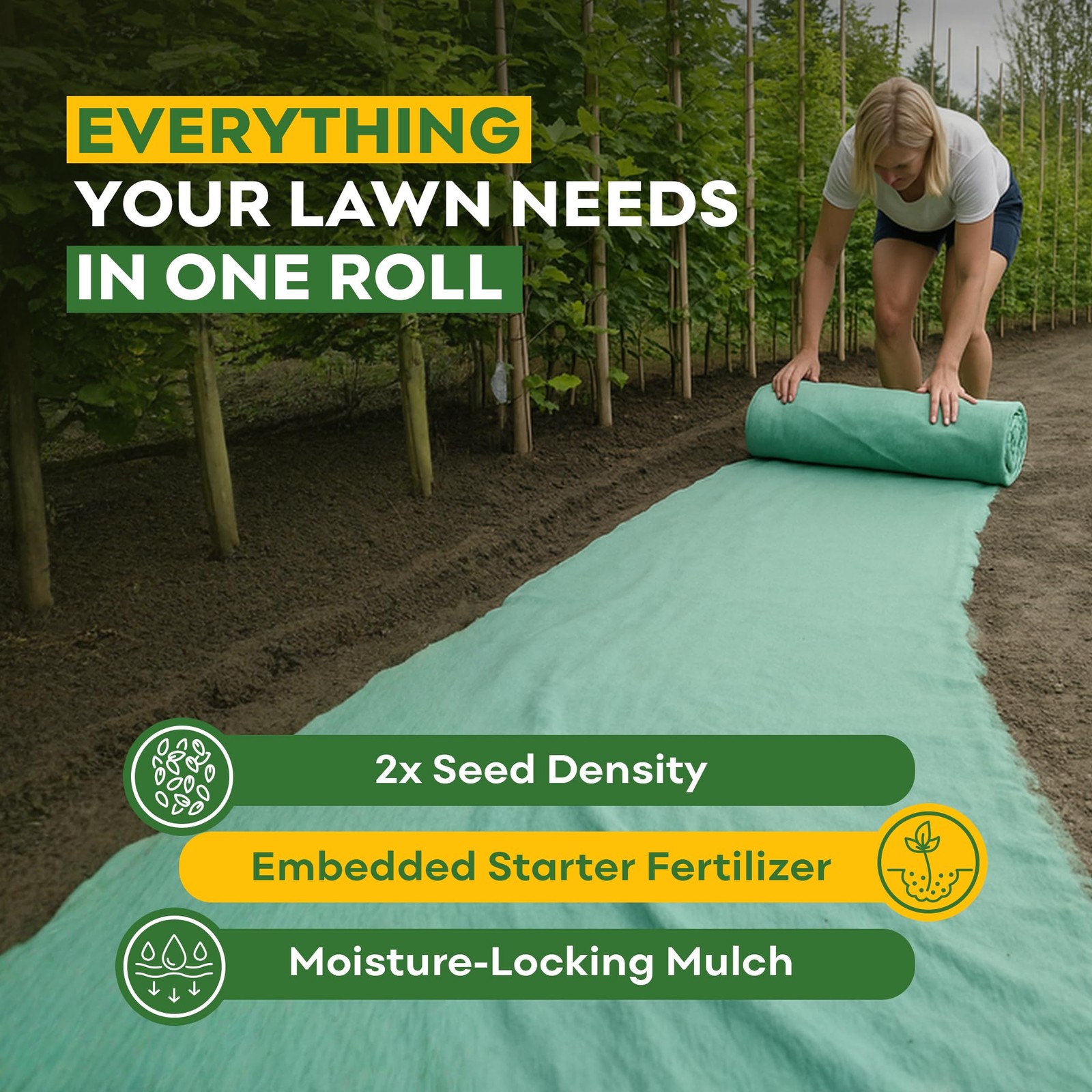 ReadyRoll Biodegradable Kentucky Grass Mat for Southern Lawn (108 ft.) 3-in-1…