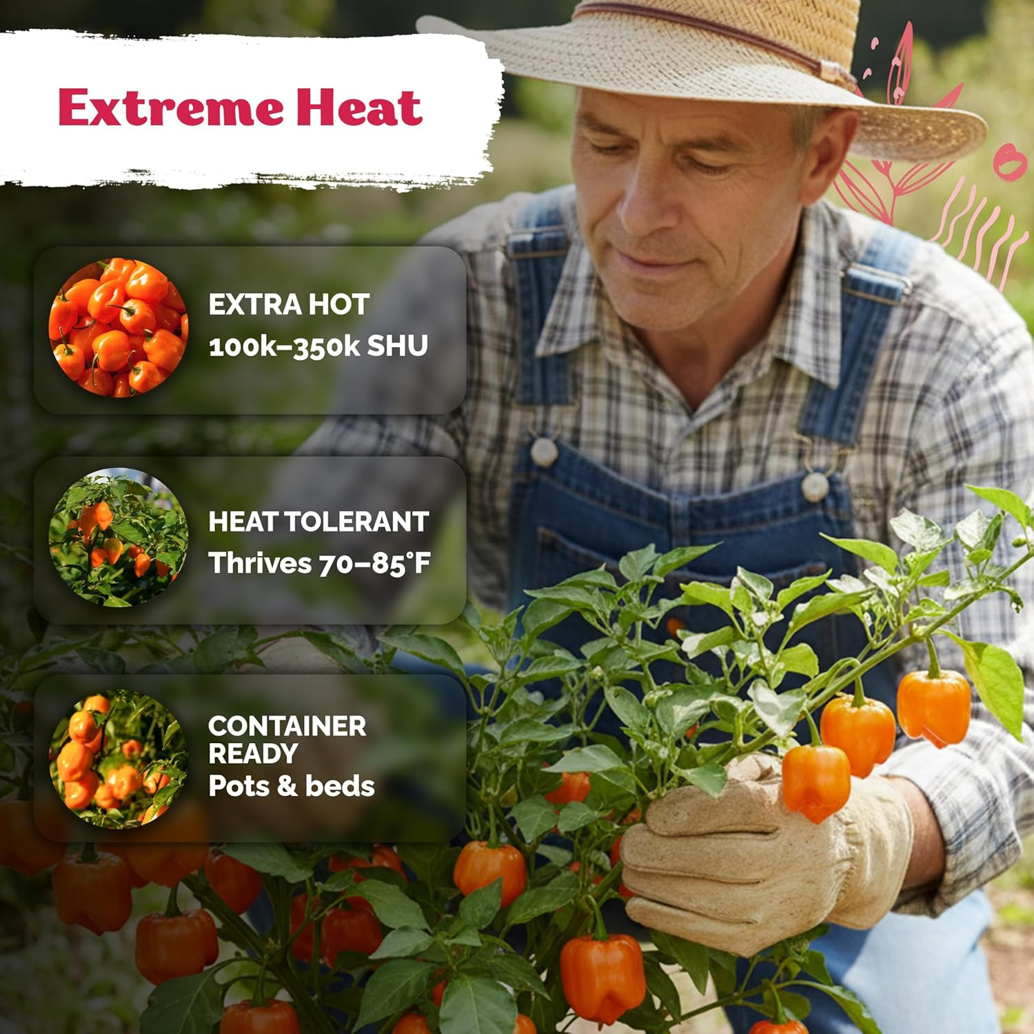 100 Orange Habanero Hot Pepper Seeds (Capsicum Chinense) – Habanero Extra Hot Pe