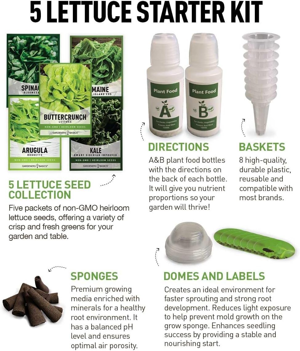Lettuce Pods Beginner Indoor Garden – Includes Romaine, Buttercrunch Lettuces…