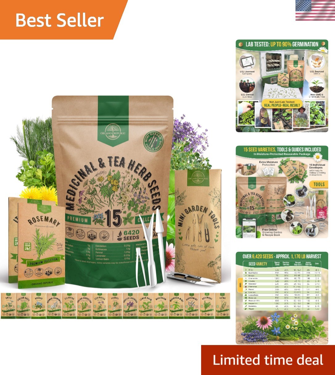 6,420+ Heirloom Medicinal & Tea Herb Seeds – Perfect Gift for Gardening Lovers