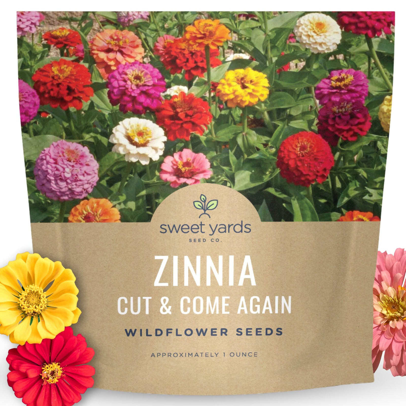 Zinnia Cut & Come Again Mix – Large 1 Ounce Packet – 4,000 Flower Seeds for P…