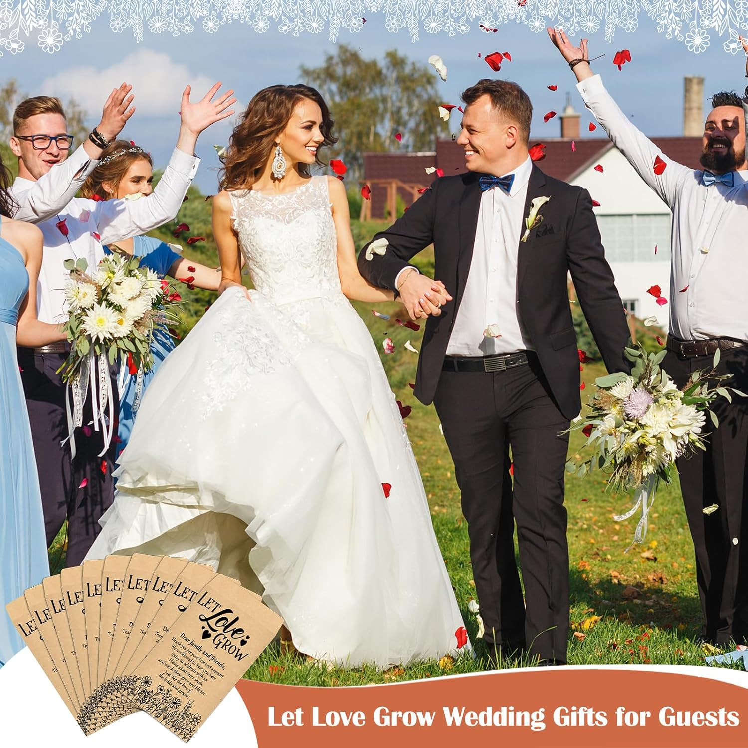 50 Sets Wedding Favor Seed Packets Let Love Grow Self Adhesive Kraft Envelopes R