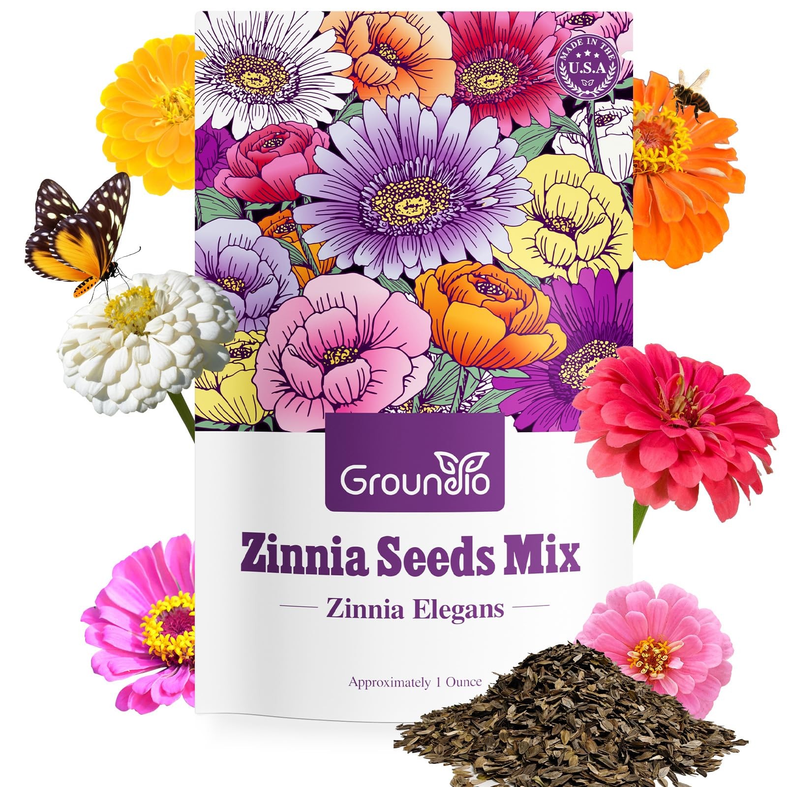 1oz Bulk Flower Seeds Over 3,000 Seeds 5 Varieties Mixed Colors Open Pollinated