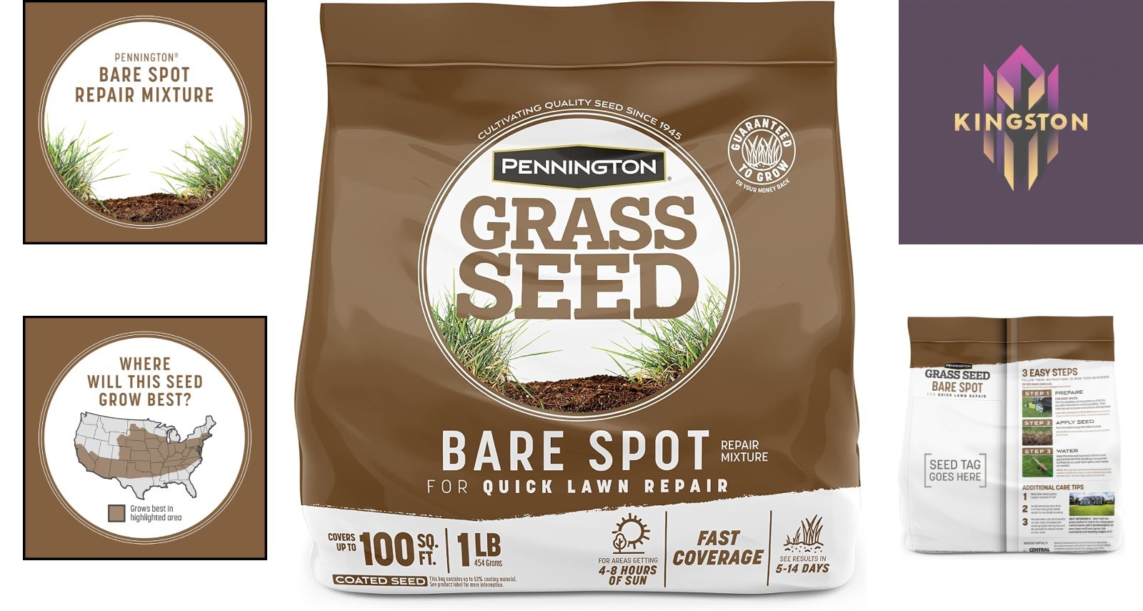 Pennington 1 lb Bare Spot Repair Grass Seed – Quick Establishment for Lush Lawns