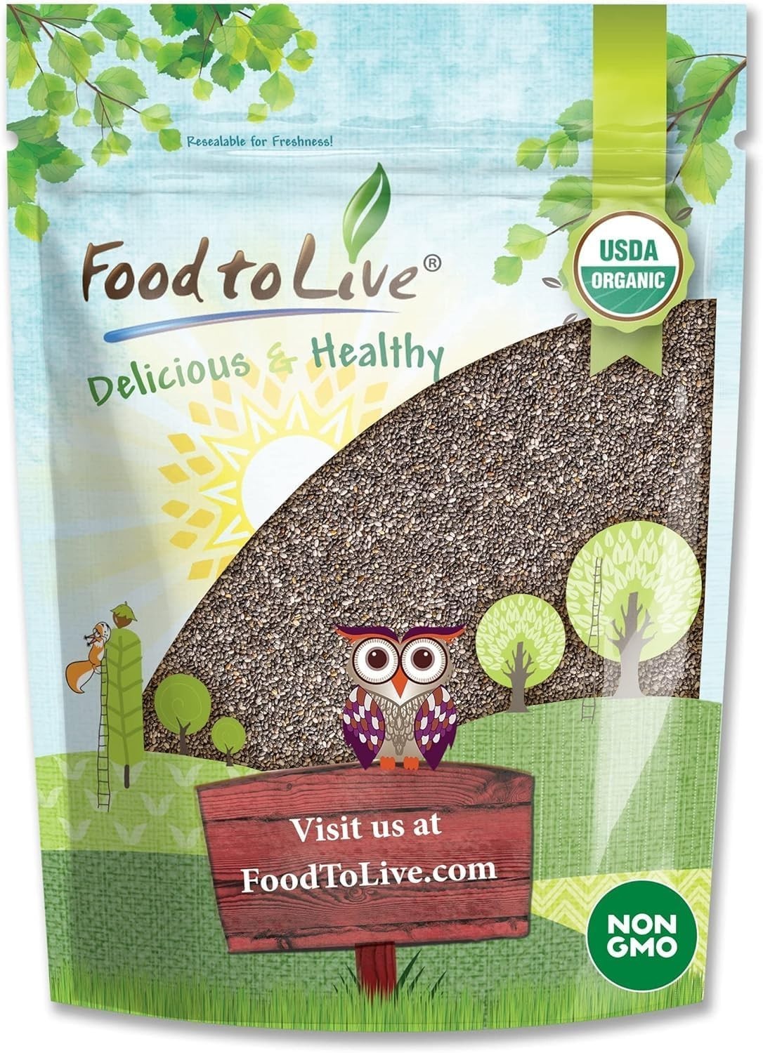 Organic Black Chia Seeds, 2 Pounds – Nutritious Superfood for All Recipes