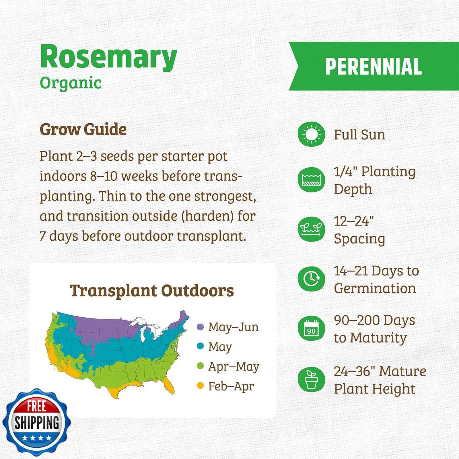 Back to the Roots 100% Organic Seed Packets – Rosemary (Pack of 2)