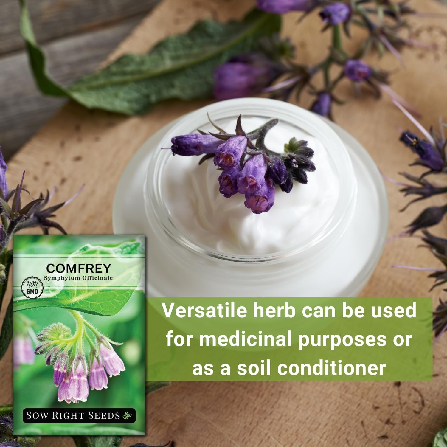 Medicinal Comfrey Seeds – Non-GMO, -Round Blooms for Herb Gardens & Remedies