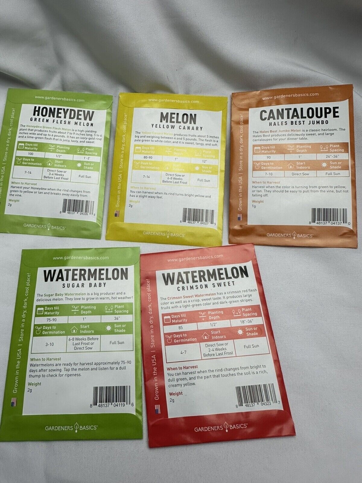 2 Sets Melon Fruit Seeds Planting Gardeners Basics Heirloom Seeds 5 Variety Pack