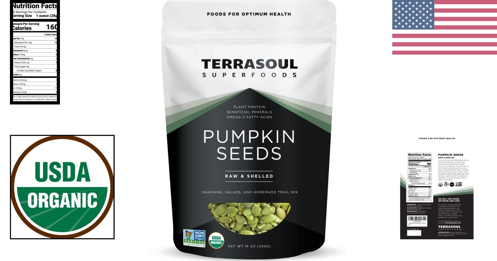 Organic Pumpkin Seeds, 16oz – Raw, Unsalted, Superfood for Snacking & Salad B…