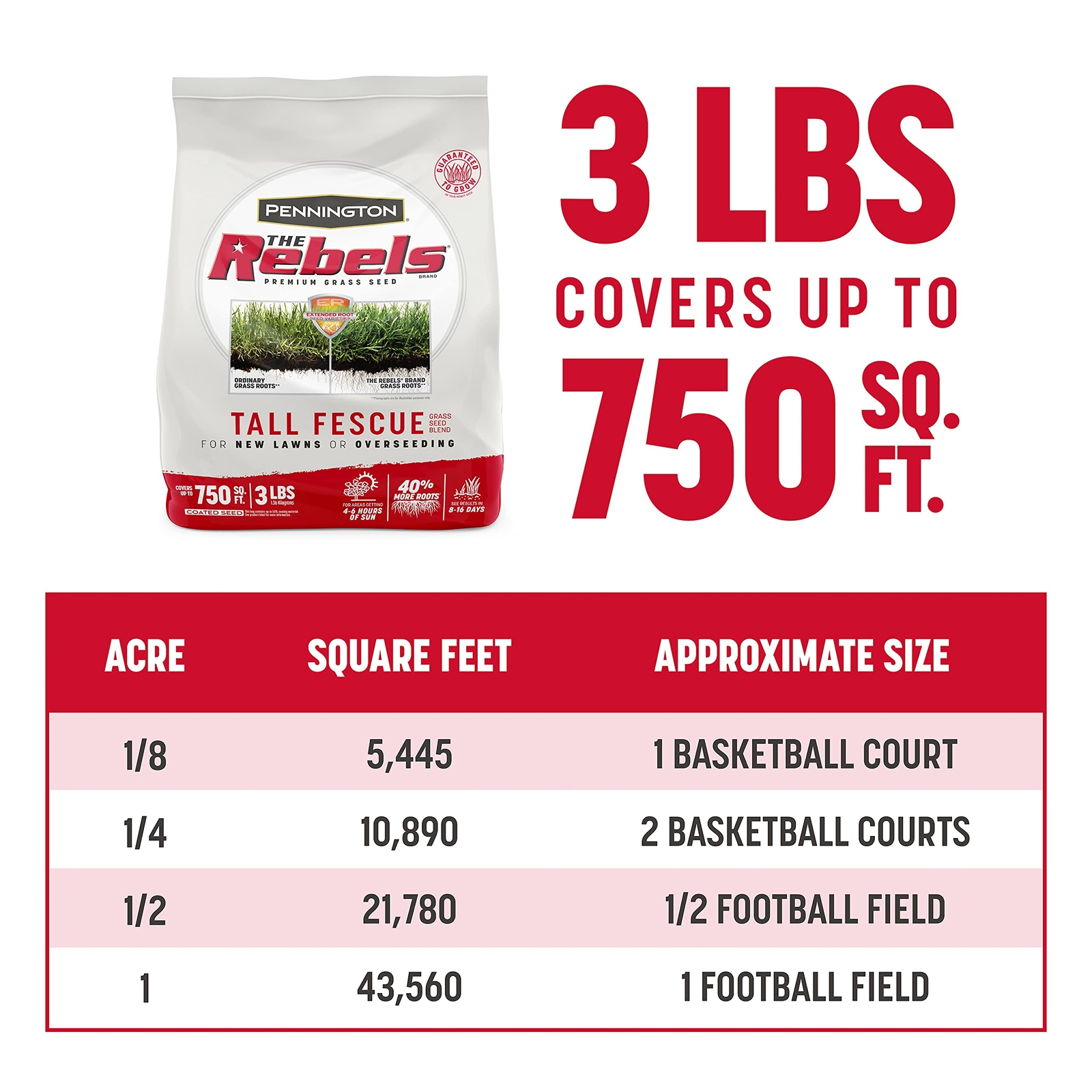 The Rebels Tall Fescue Grass Seed Blend 3 Pounds