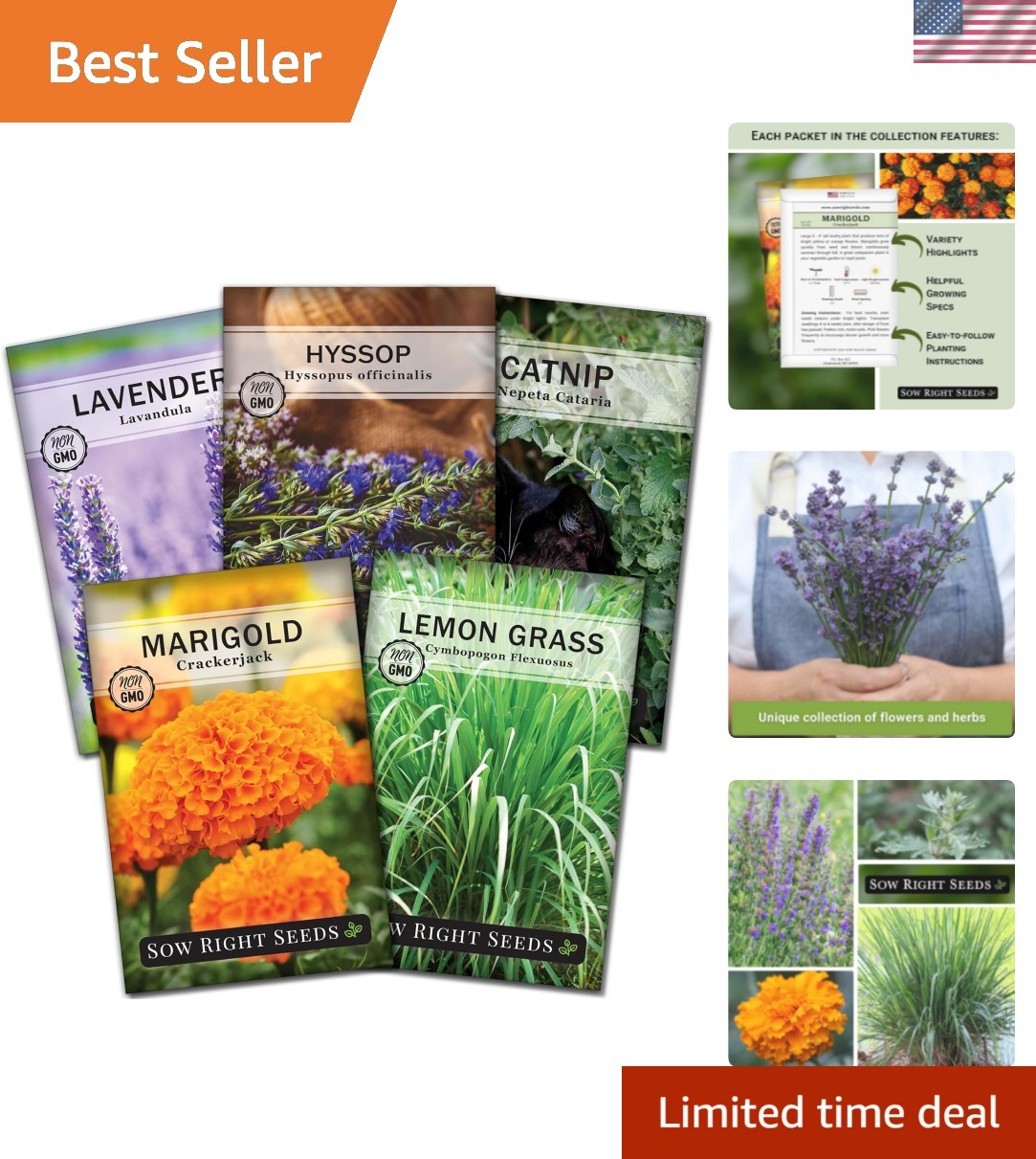 Insect & Pest Repellent Seed Collection for Planting – Lavender, Catnip, Mari…